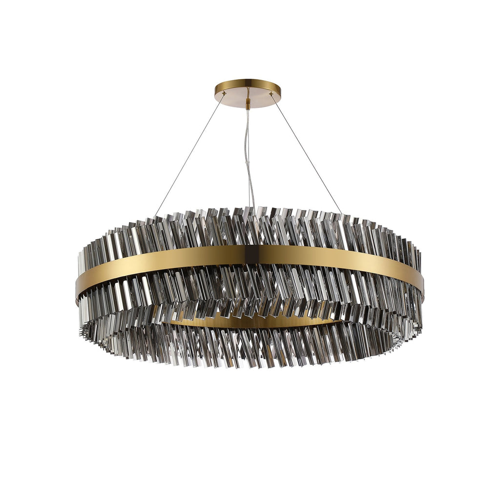 NL9504BR/SM9 Kaffer 32 Light Round Pendant Brass Smoke