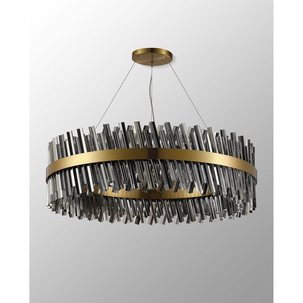 NL9504BR/SM9 Kaffer 32 Light Round Pendant Brass Smoke