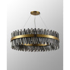 NL9504BR/SM9 Kaffer 32 Light Round Pendant Brass Smoke