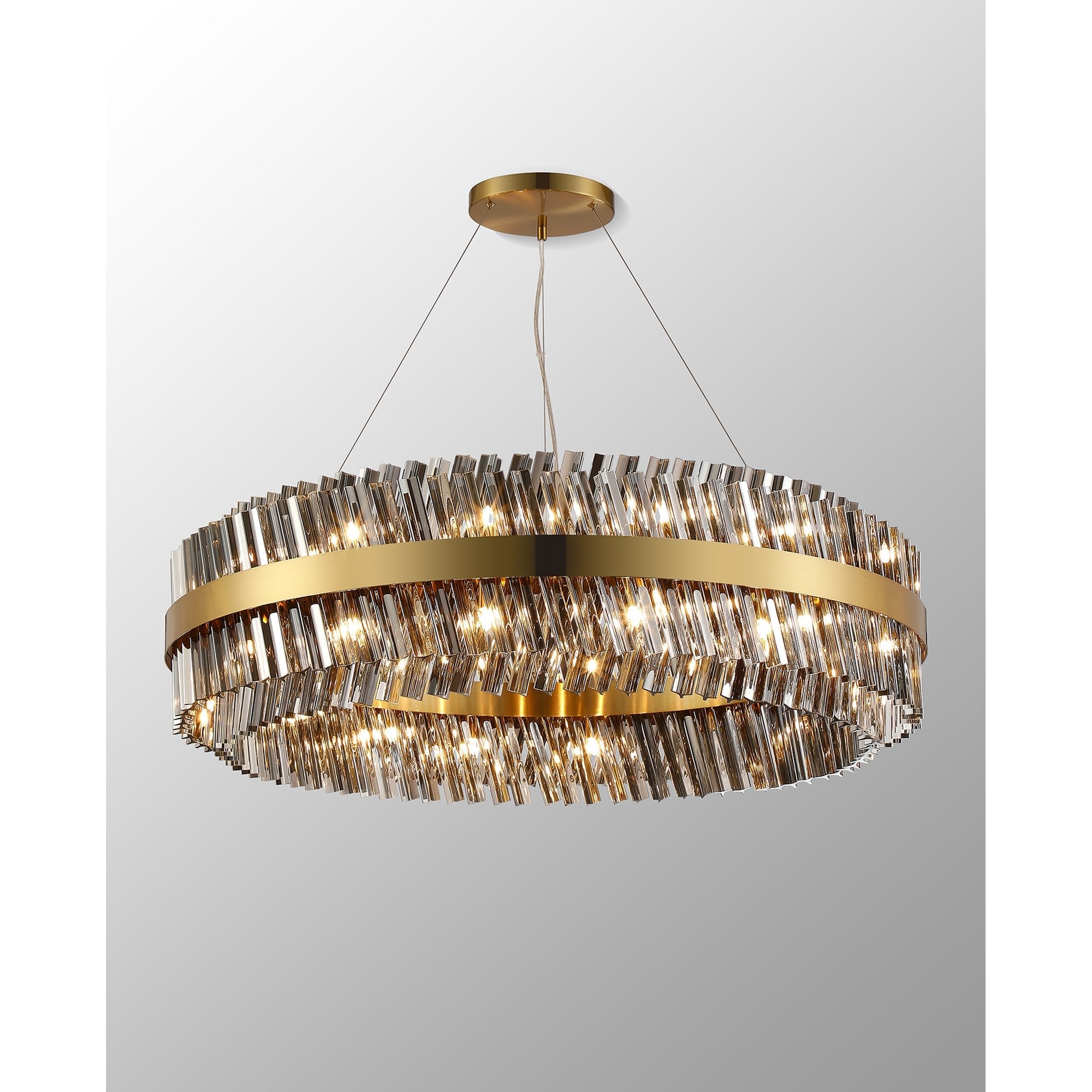 NL9504BR/SM9 Kaffer 32 Light Round Pendant Brass Smoke