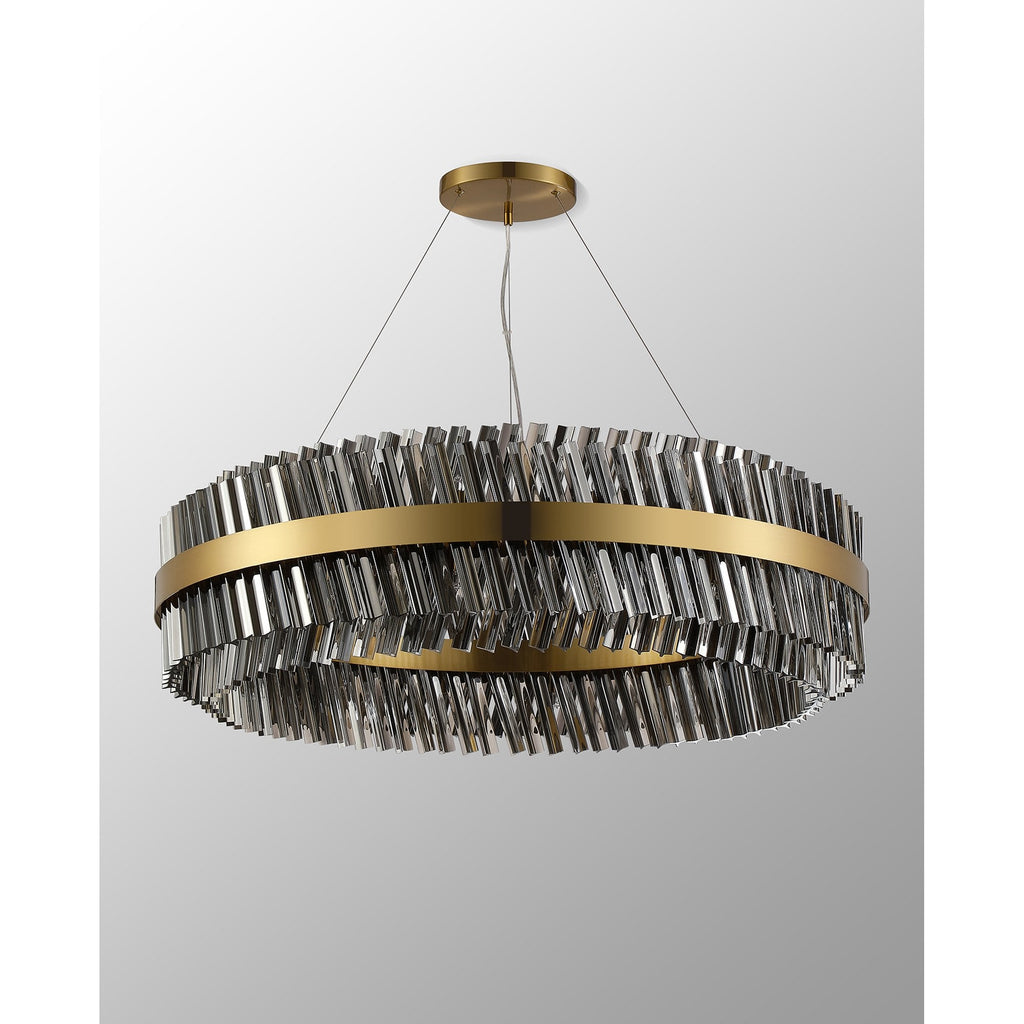 NL9504BR/SM9 Kaffer 32 Light Round Pendant Brass Smoke