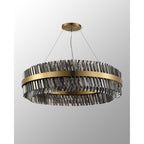 NL9504BR/SM9 Kaffer 32 Light Round Pendant Brass Smoke