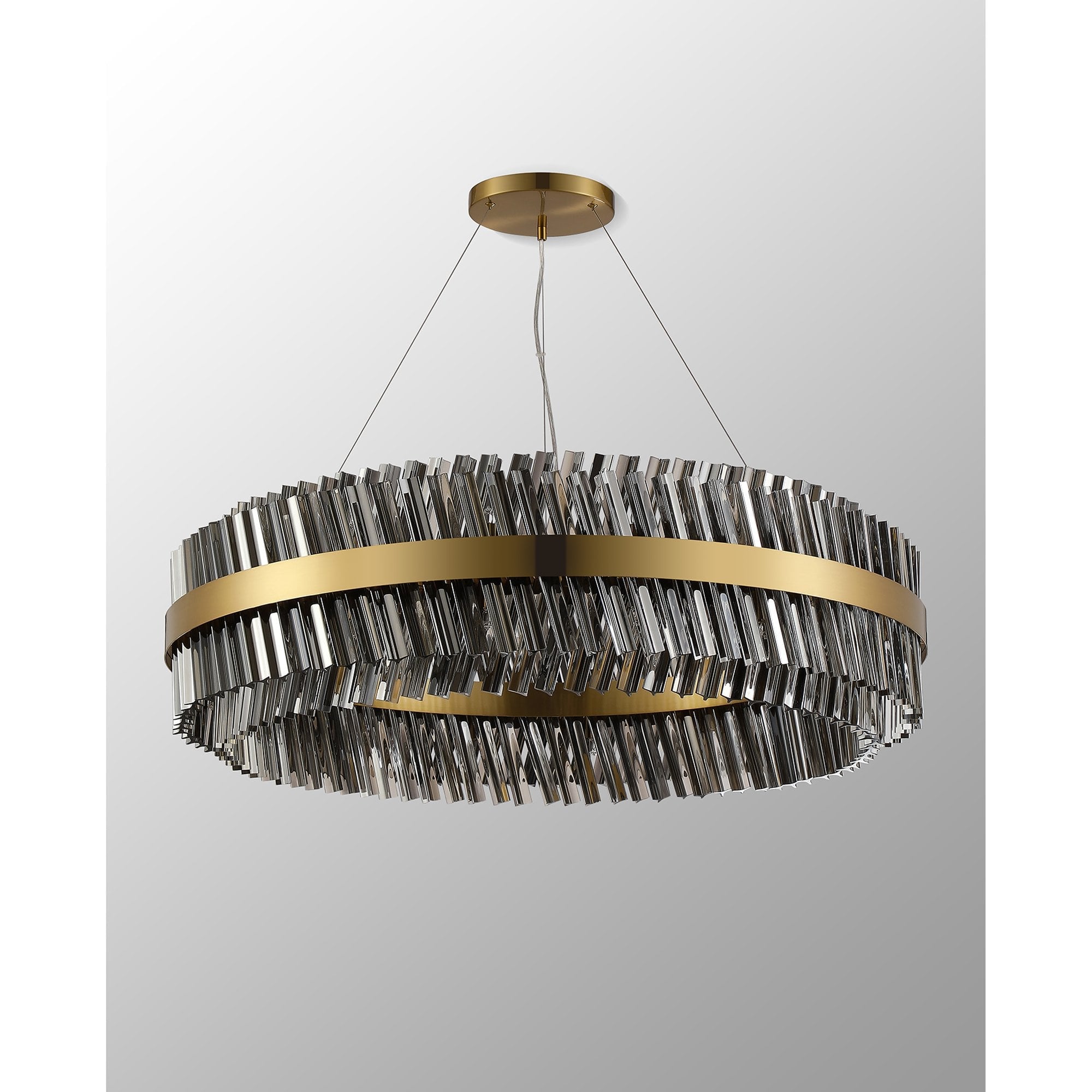 NL9504BR/SM9 Kaffer 32 Light Round Pendant Brass Smoke