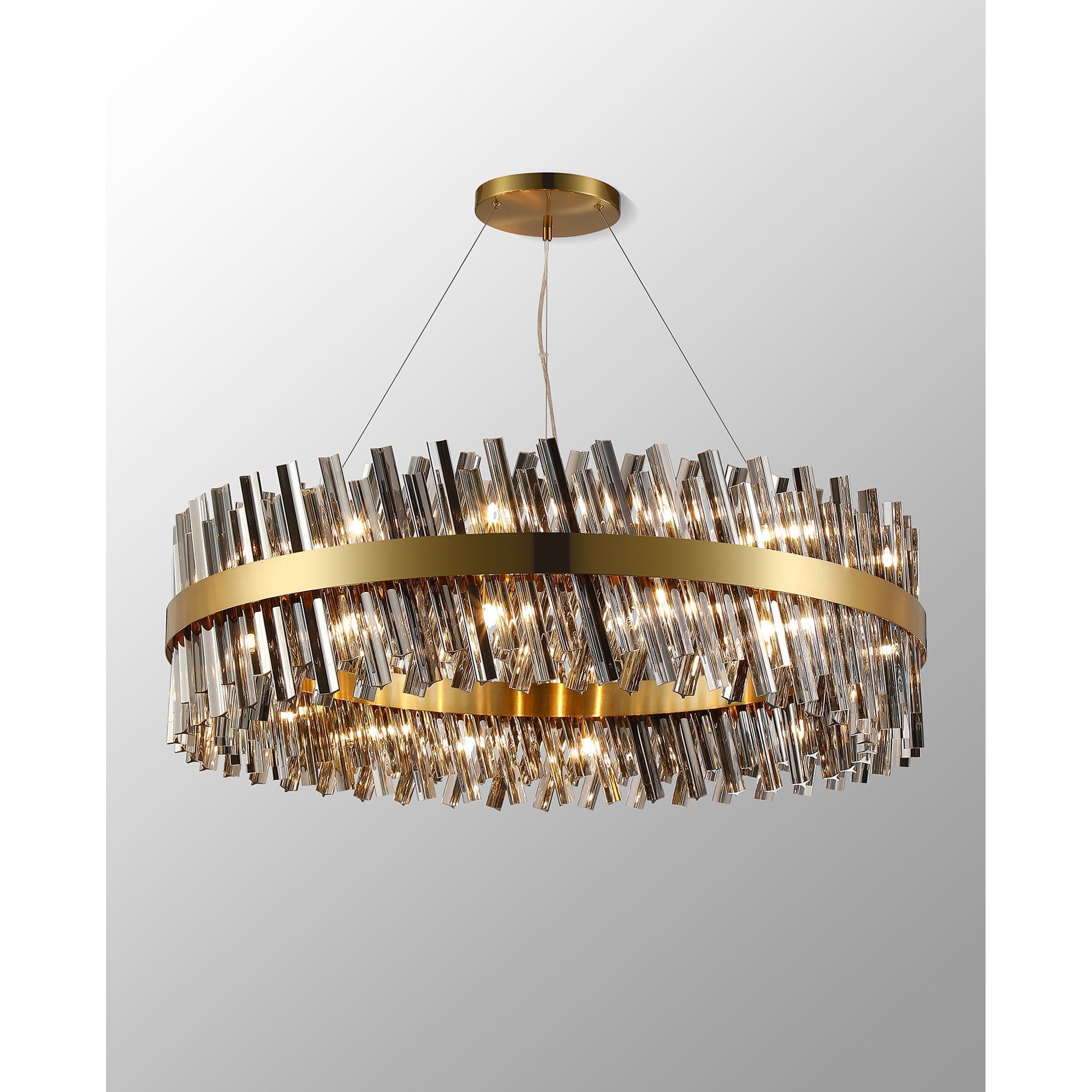 NL9504BR/SM9 Kaffer 32 Light Round Pendant Brass Smoke
