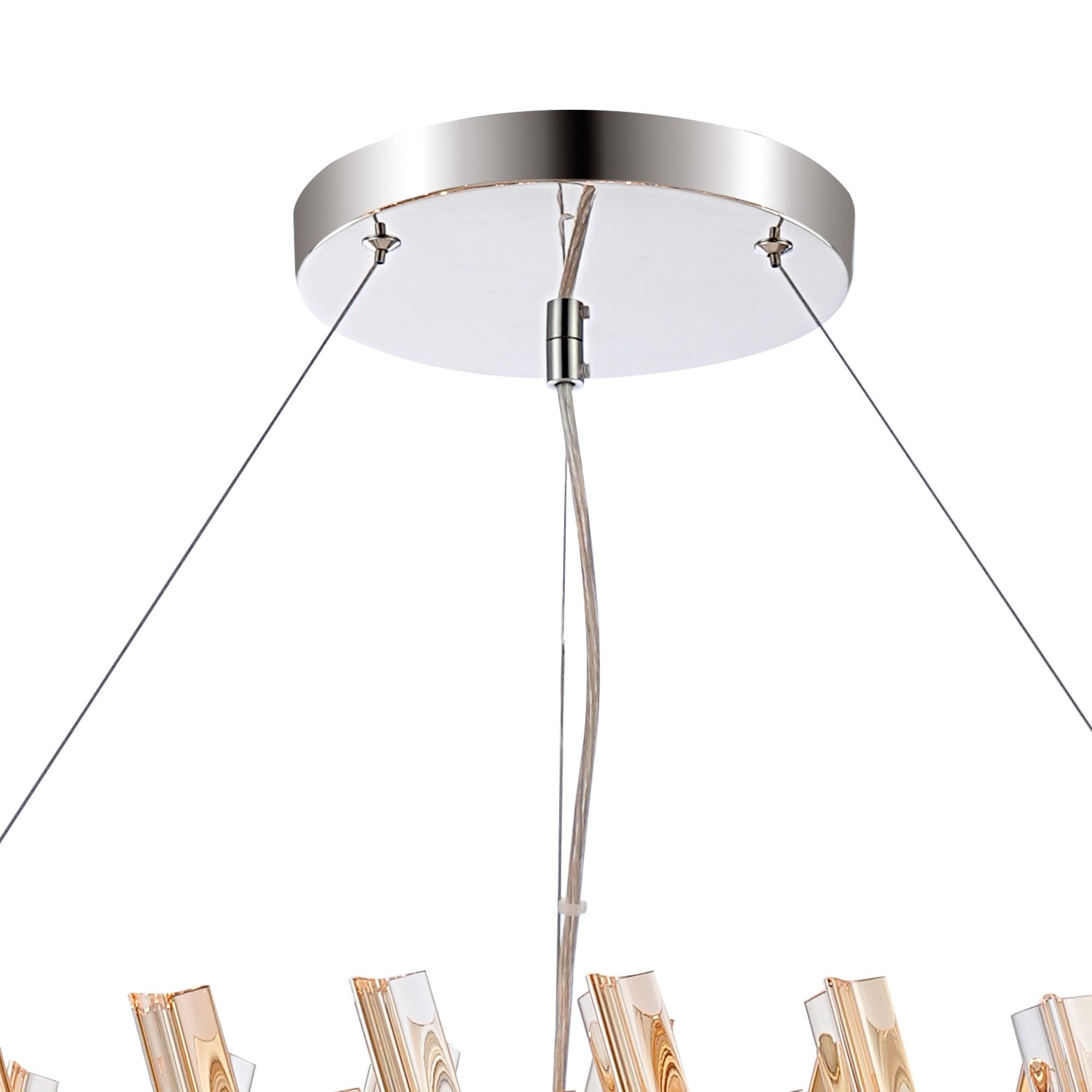 NL9504PN/AM9 Kaffer 32 Light Round Pendant Polished Nickel Amber