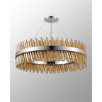 NL9504PN/AM9 Kaffer 32 Light Round Pendant Polished Nickel Amber