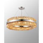 NL9504PN/AM9 Kaffer 32 Light Round Pendant Polished Nickel Amber