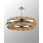 NL9504PN/AM9 Kaffer 32 Light Round Pendant Polished Nickel Amber