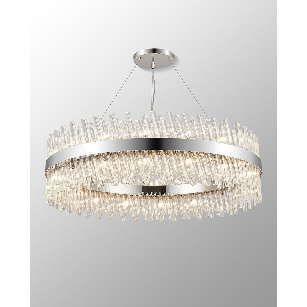 NL9504PN/CL9 Kaffer 32 Light Round Pendant Polished Nickel Clear