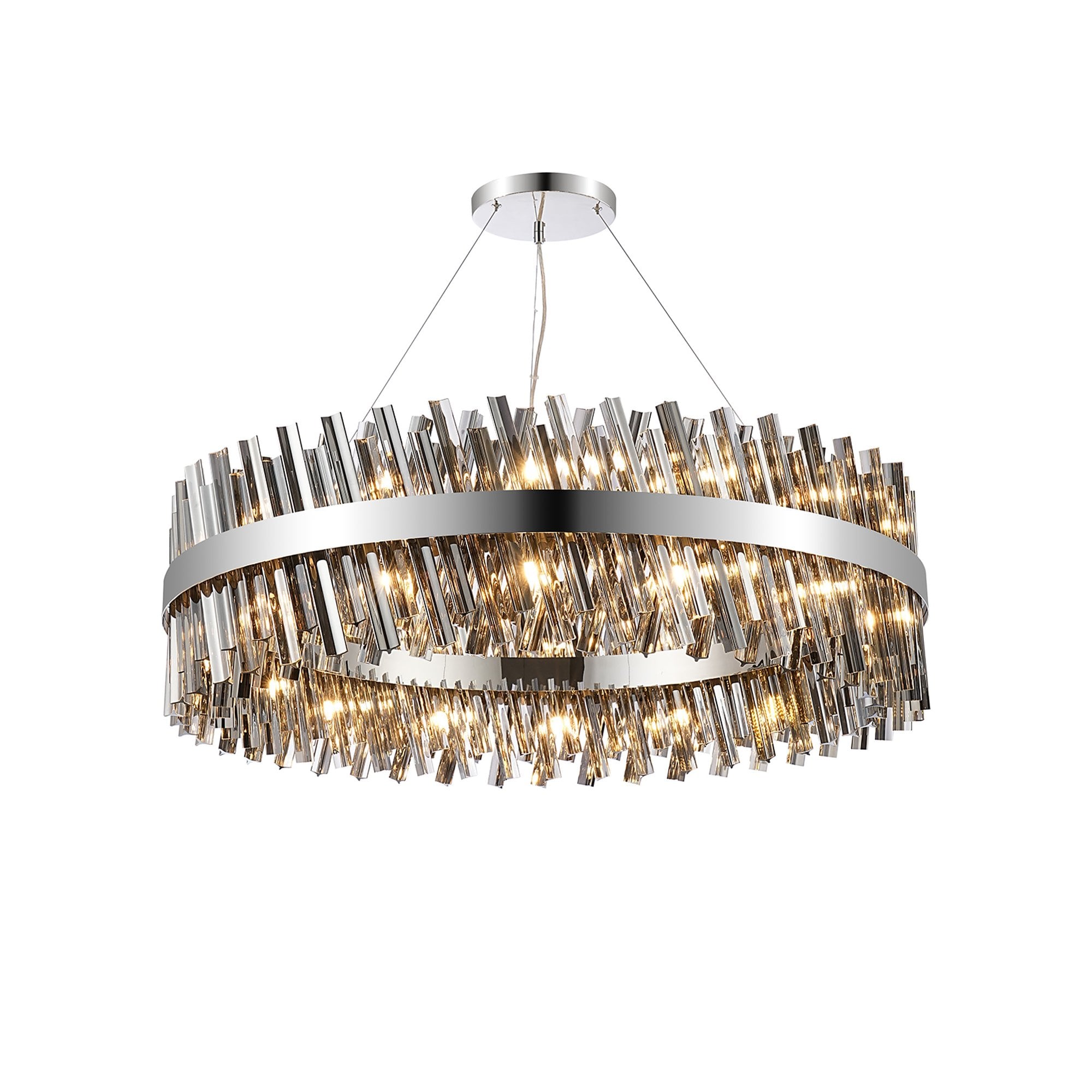NL9504PN/SM9 Kaffer 32 Light Round Pendant Polished Nickel Smoke