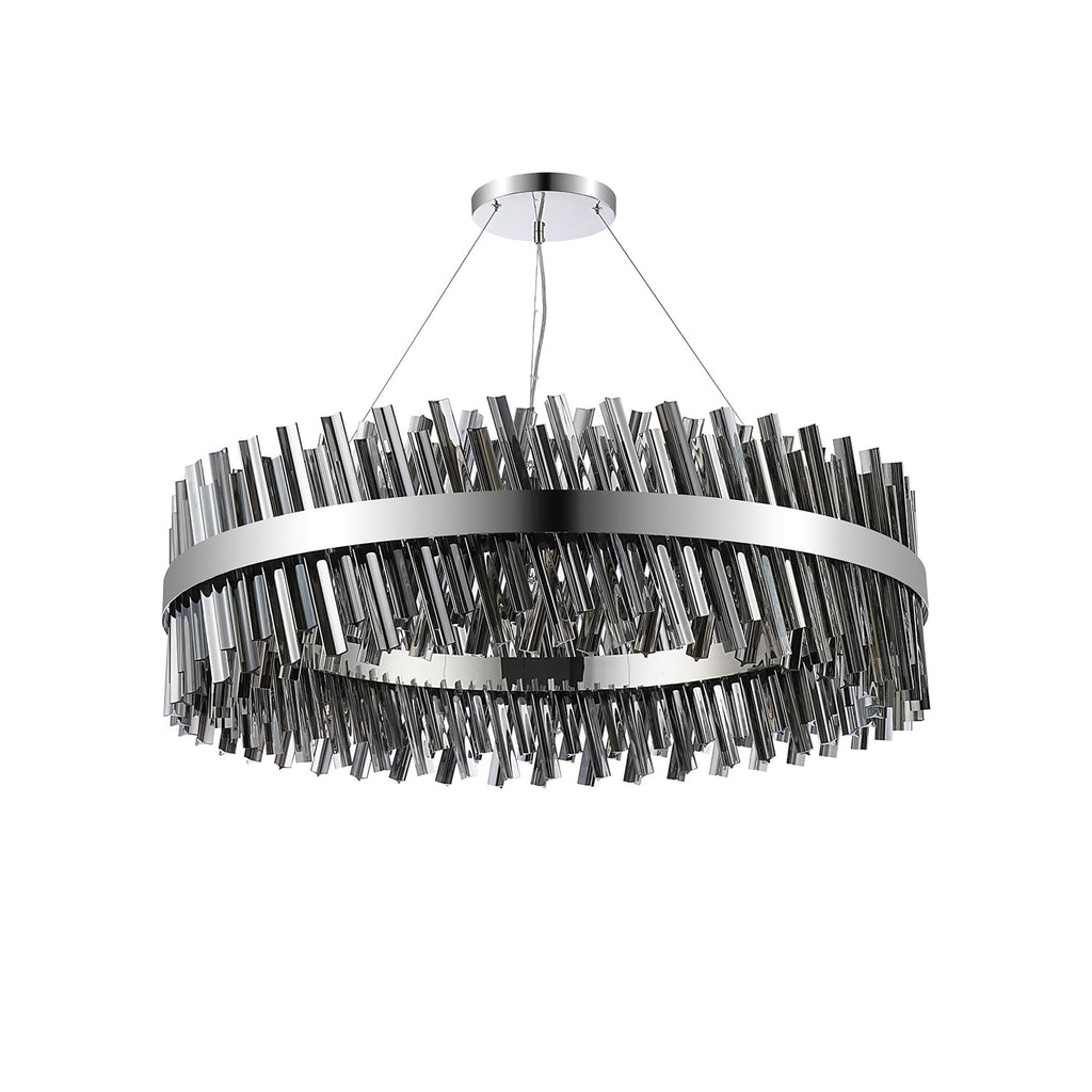 NL9504PN/SM9 Kaffer 32 Light Round Pendant Polished Nickel Smoke