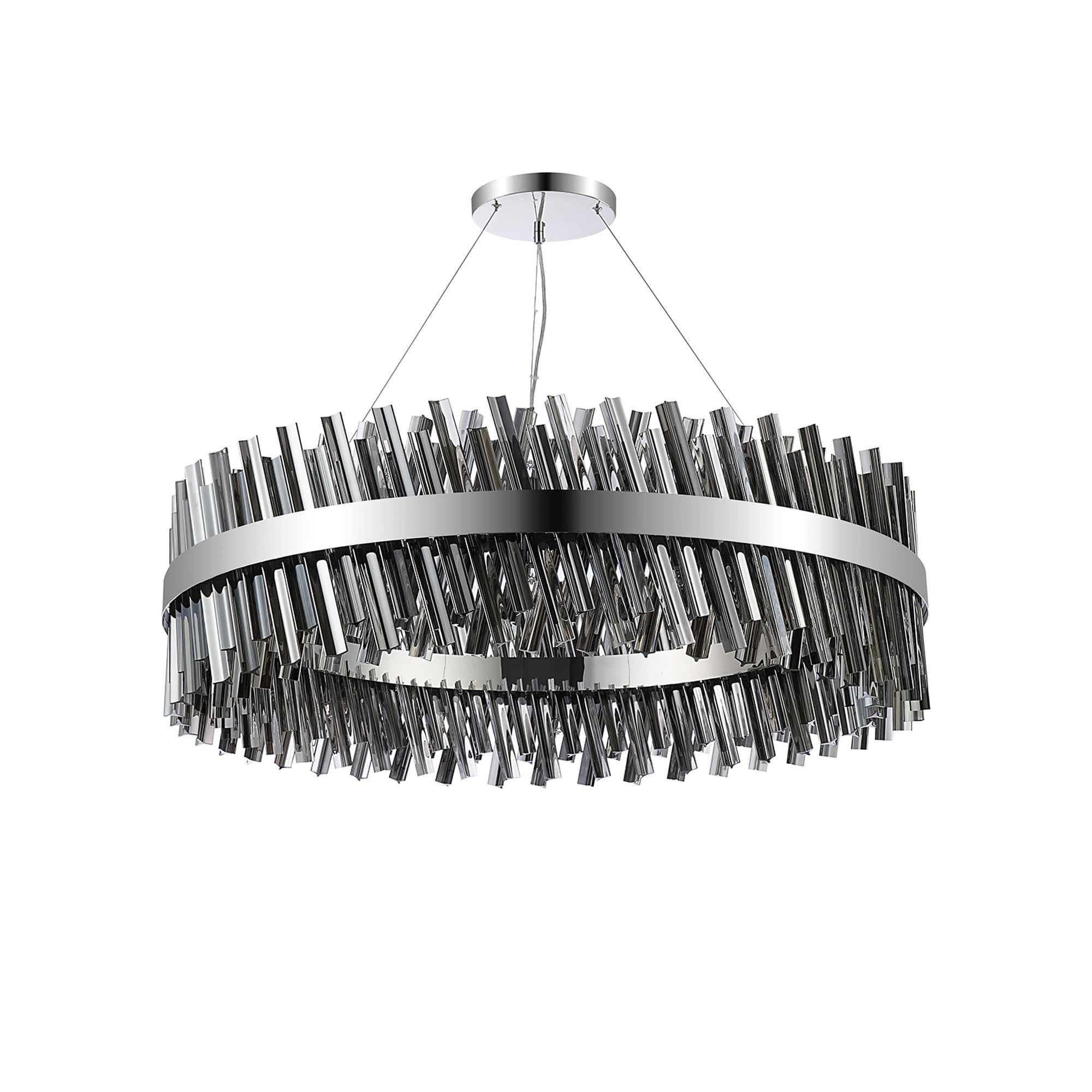 NL9504PN/SM9 Kaffer 32 Light Round Pendant Polished Nickel Smoke