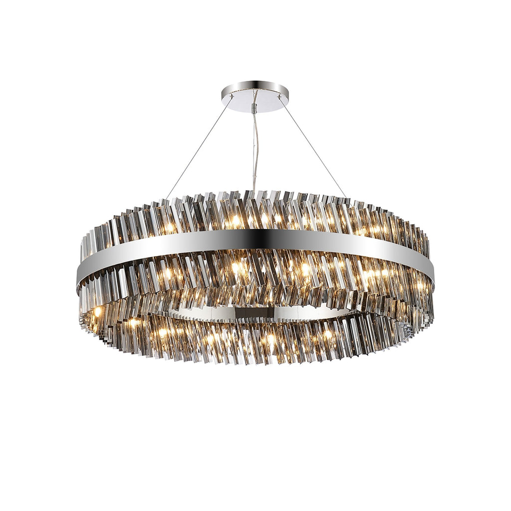 NL9504PN/SM9 Kaffer 32 Light Round Pendant Polished Nickel Smoke