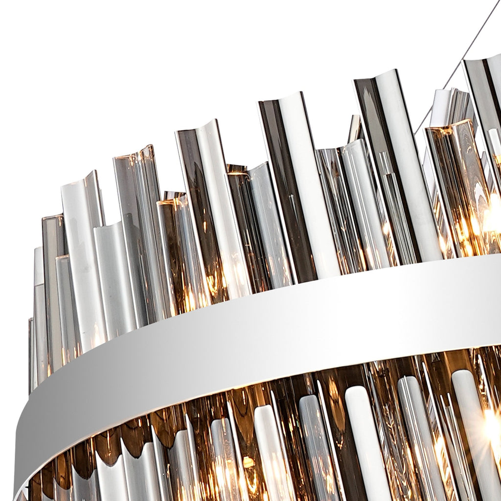 NL9504PN/SM9 Kaffer 32 Light Round Pendant Polished Nickel Smoke