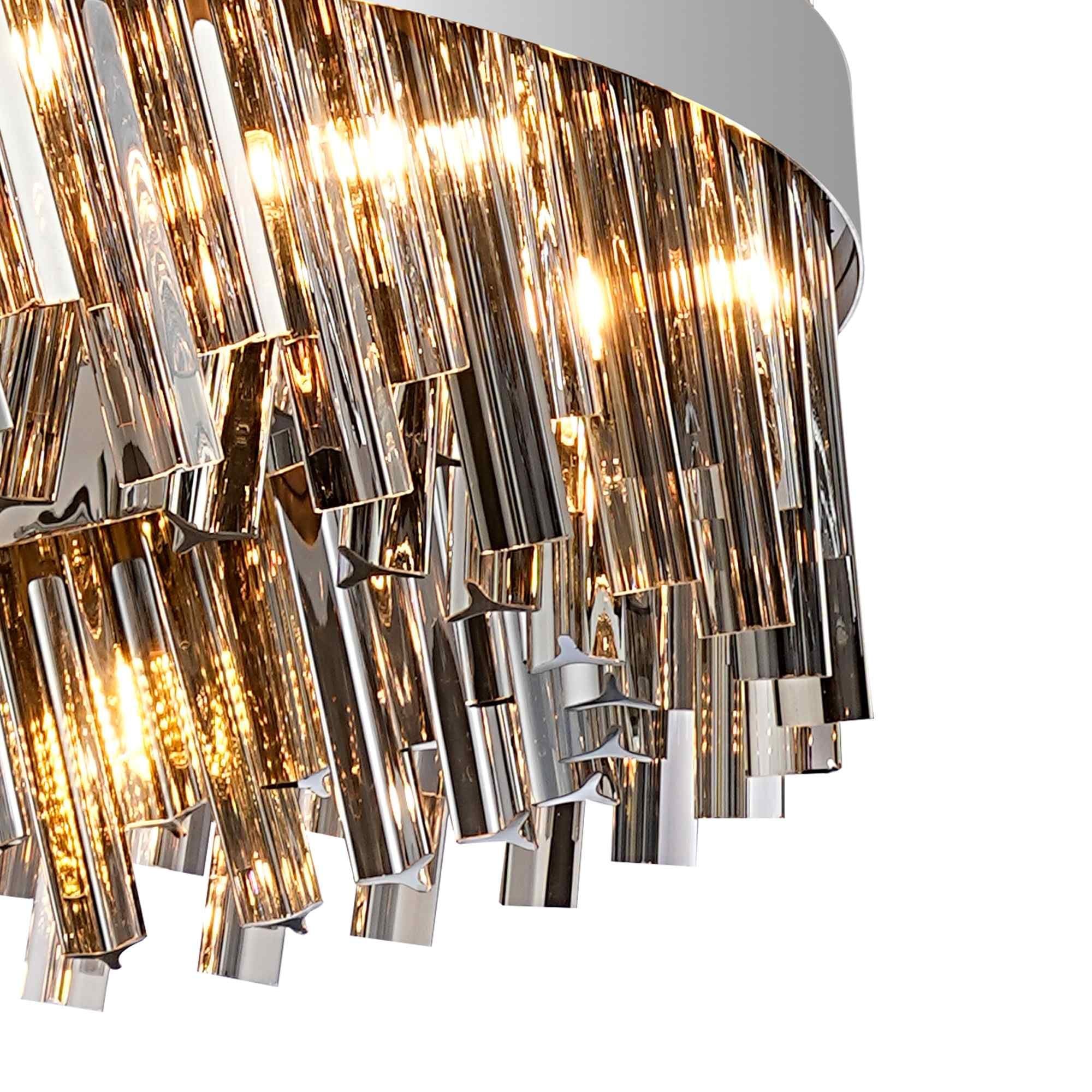 NL9504PN/SM9 Kaffer 32 Light Round Pendant Polished Nickel Smoke