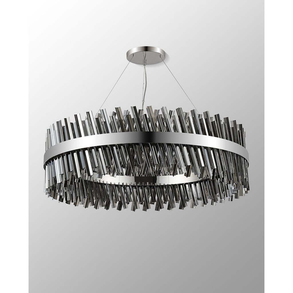 NL9504PN/SM9 Kaffer 32 Light Round Pendant Polished Nickel Smoke