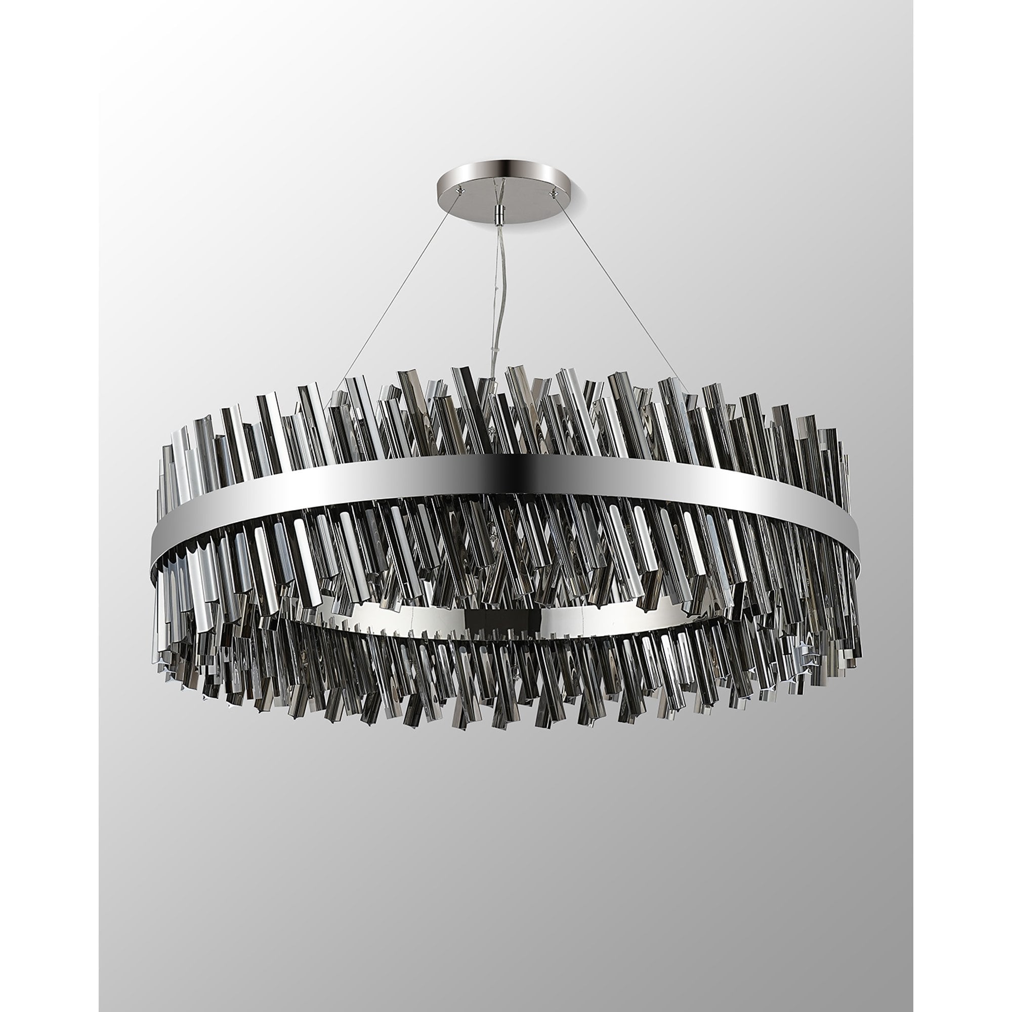 NL9504PN/SM9 Kaffer 32 Light Round Pendant Polished Nickel Smoke