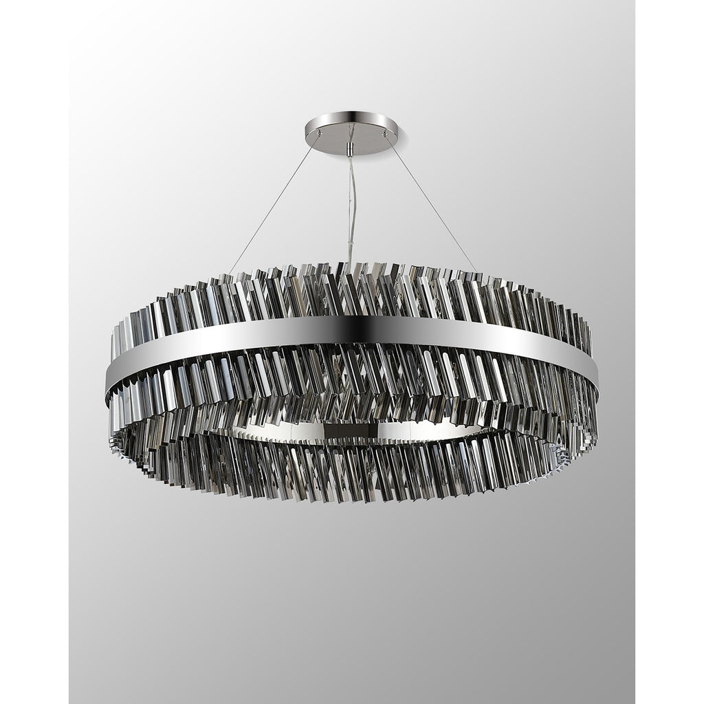 NL9504PN/SM9 Kaffer 32 Light Round Pendant Polished Nickel Smoke