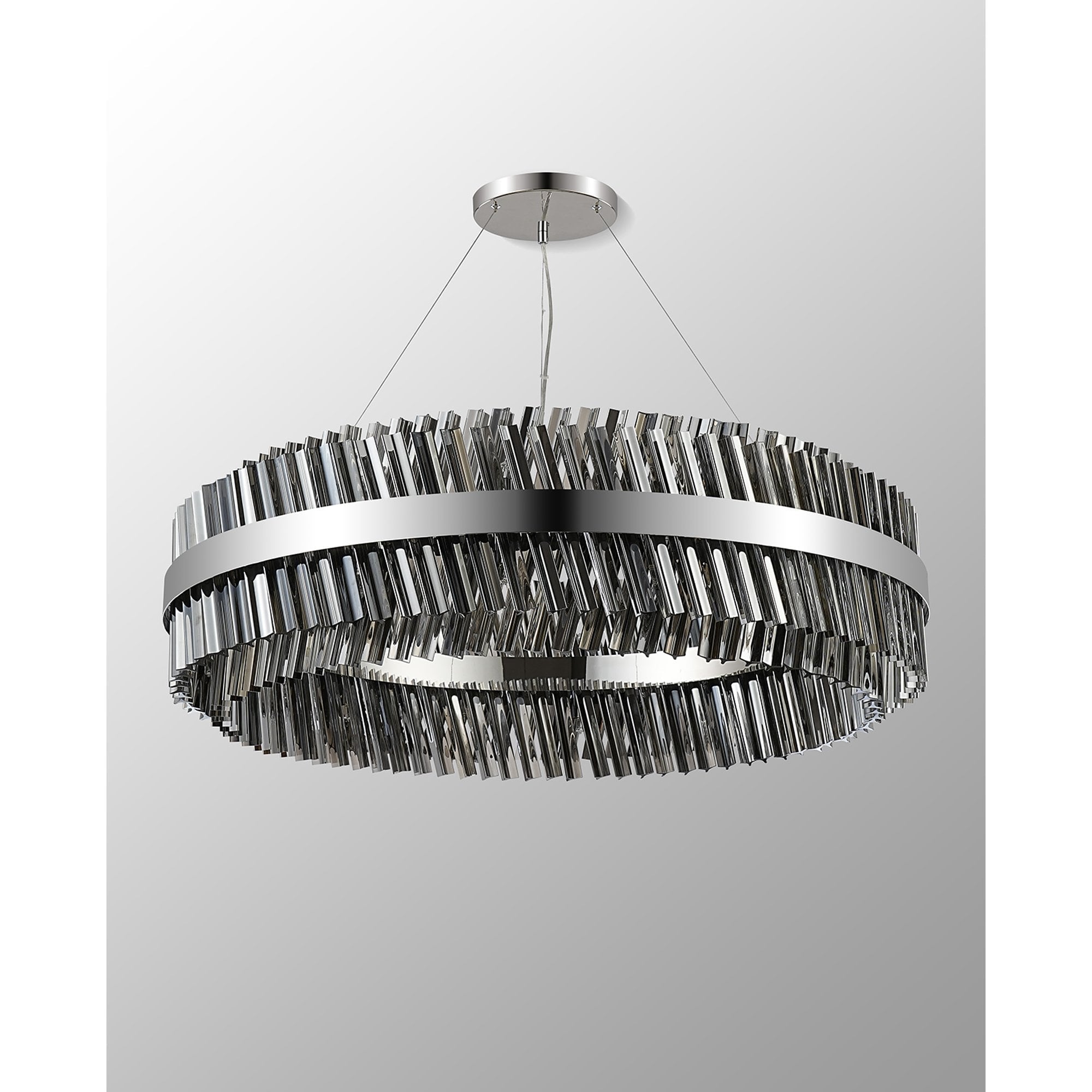 NL9504PN/SM9 Kaffer 32 Light Round Pendant Polished Nickel Smoke