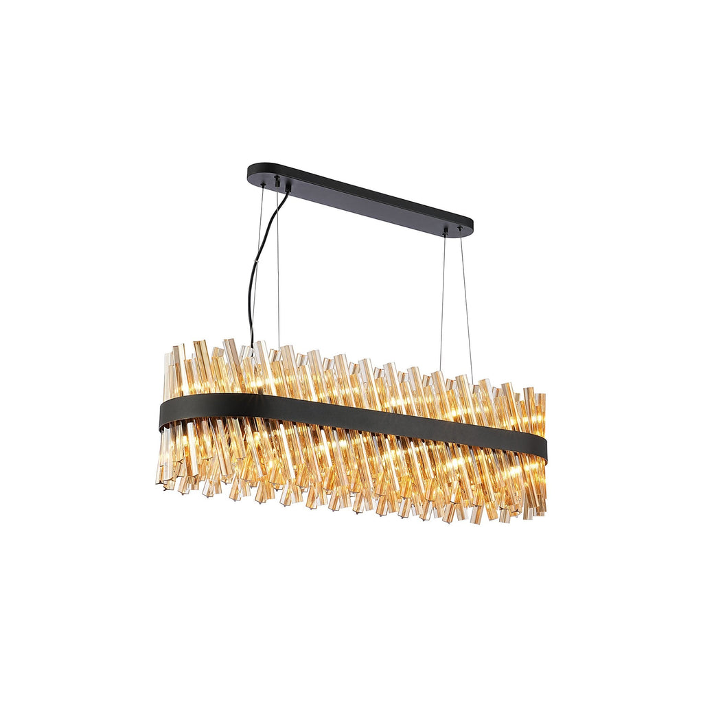 NL9506BL/AM9 Kaffer 24 Light Oblong Pendant Satin Black Amber