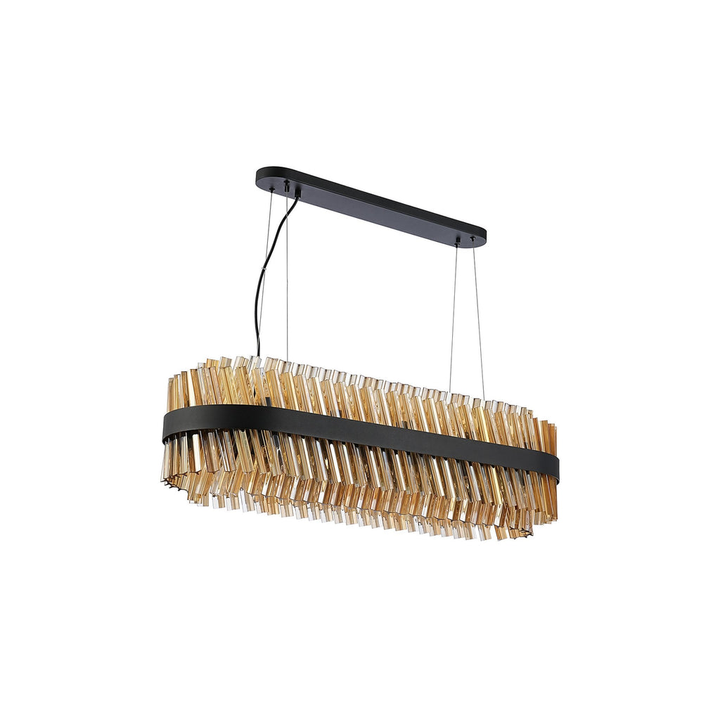 NL9506BL/AM9 Kaffer 24 Light Oblong Pendant Satin Black Amber