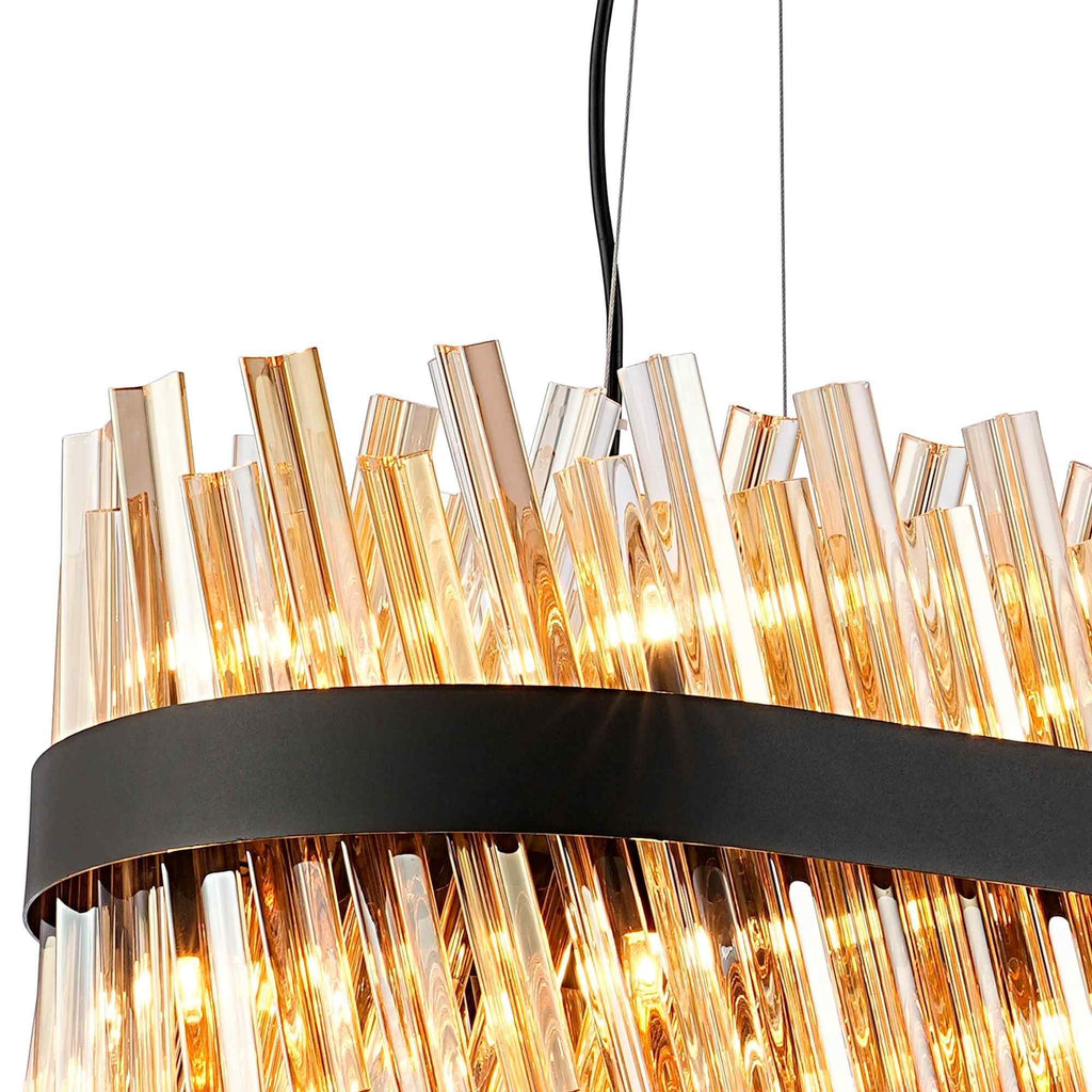 NL9506BL/AM9 Kaffer 24 Light Oblong Pendant Satin Black Amber