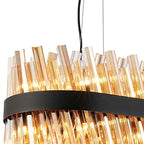 NL9506BL/AM9 Kaffer 24 Light Oblong Pendant Satin Black Amber