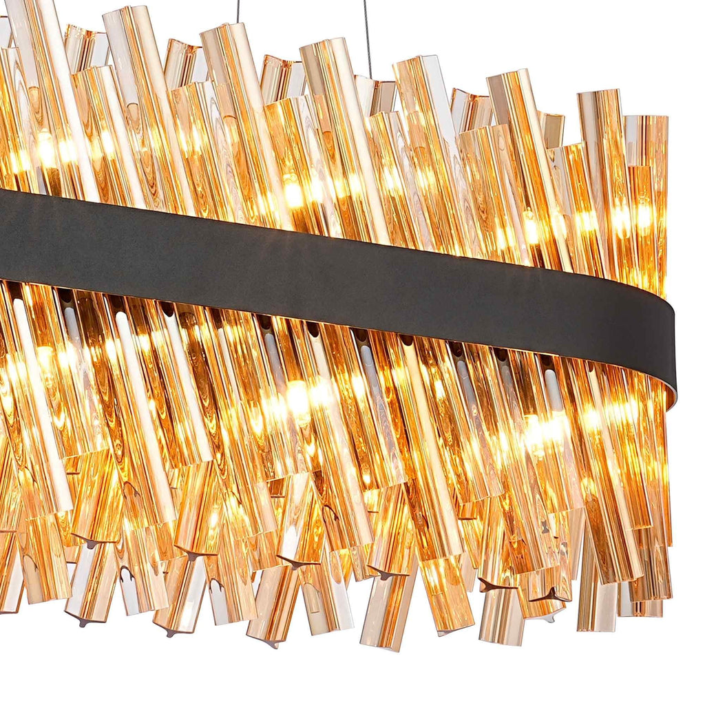 NL9506BL/AM9 Kaffer 24 Light Oblong Pendant Satin Black Amber