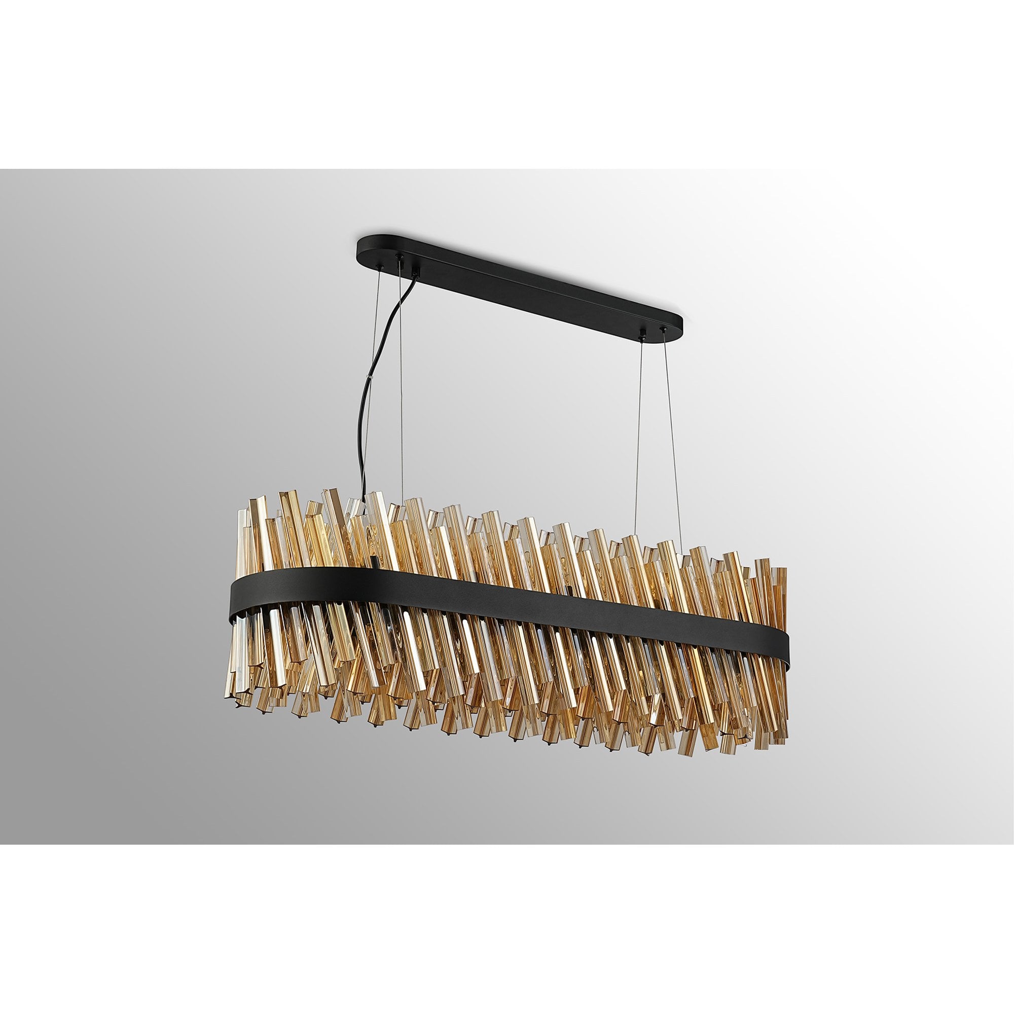 NL9506BL/AM9 Kaffer 24 Light Oblong Pendant Satin Black Amber