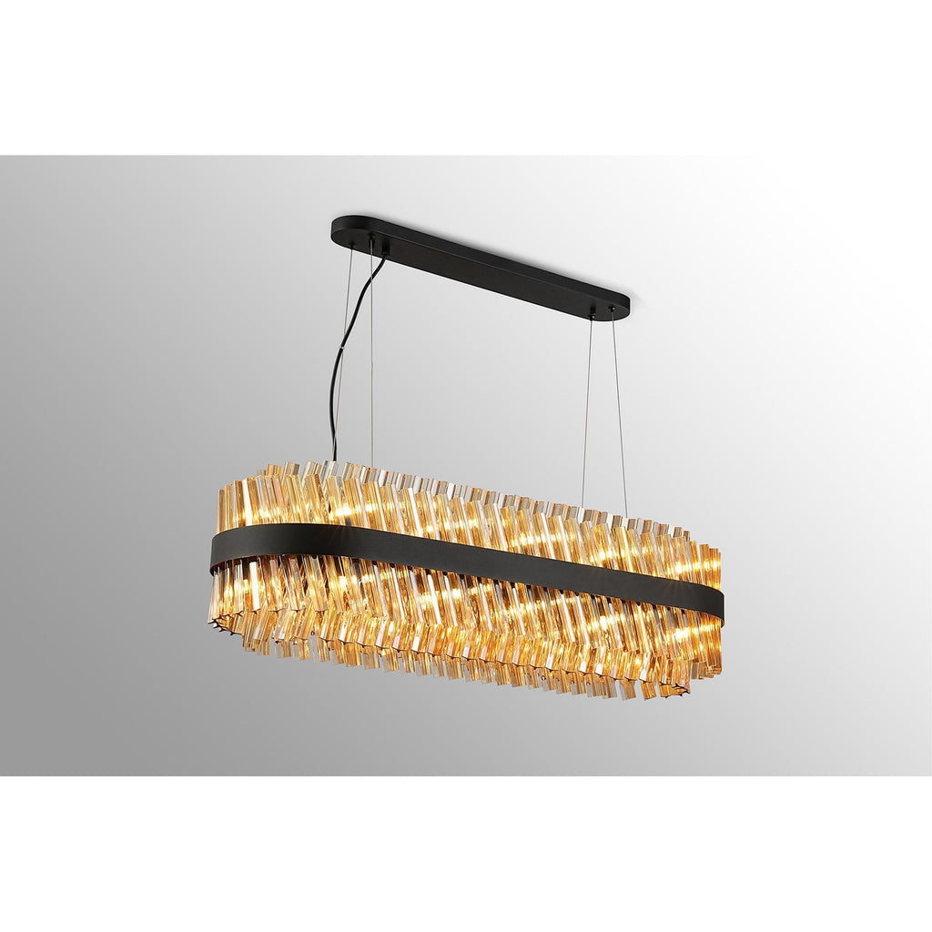 NL9506BL/AM9 Kaffer 24 Light Oblong Pendant Satin Black Amber