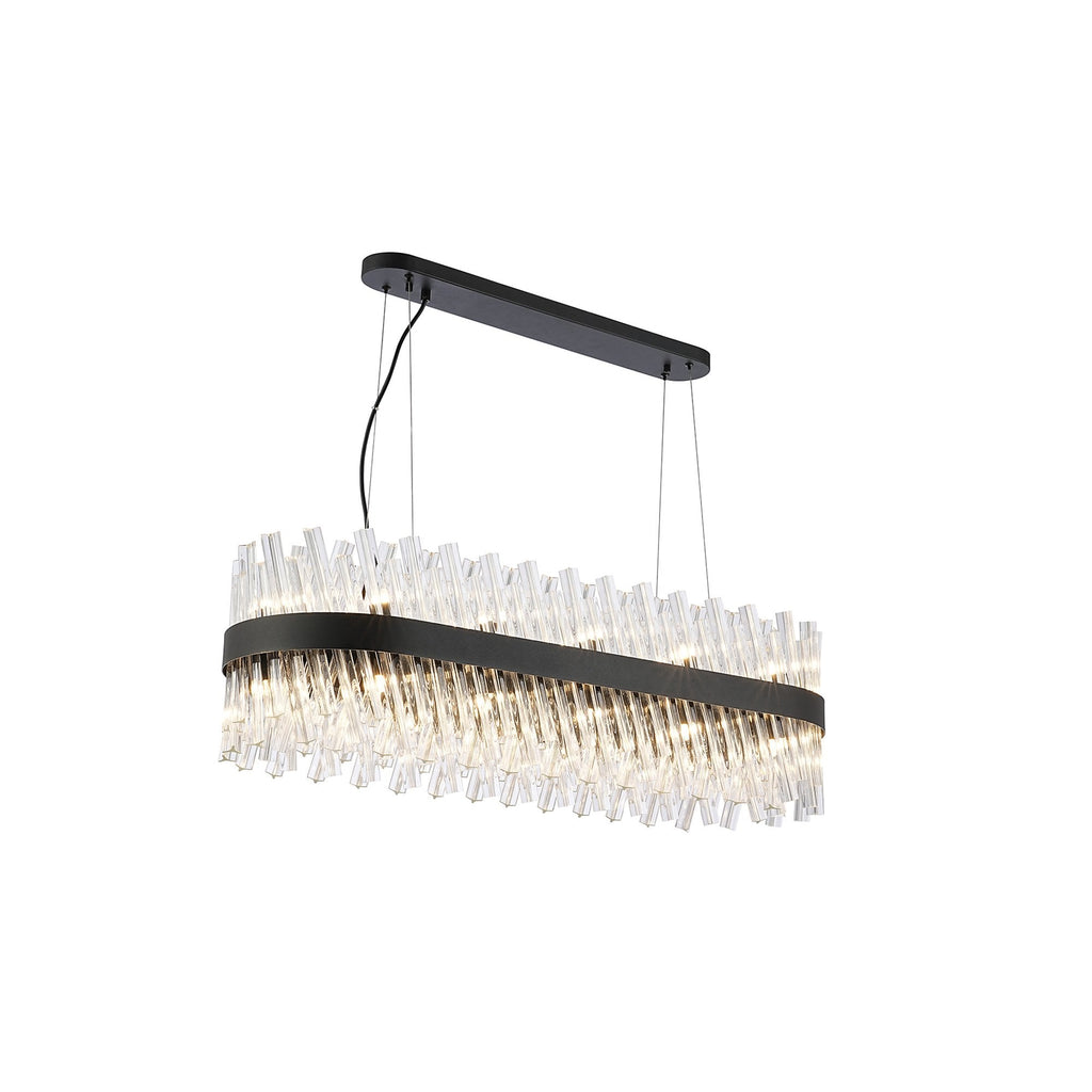 NL9506BL/CL9 Kaffer 24 Light Oblong Pendant Satin Black Clear