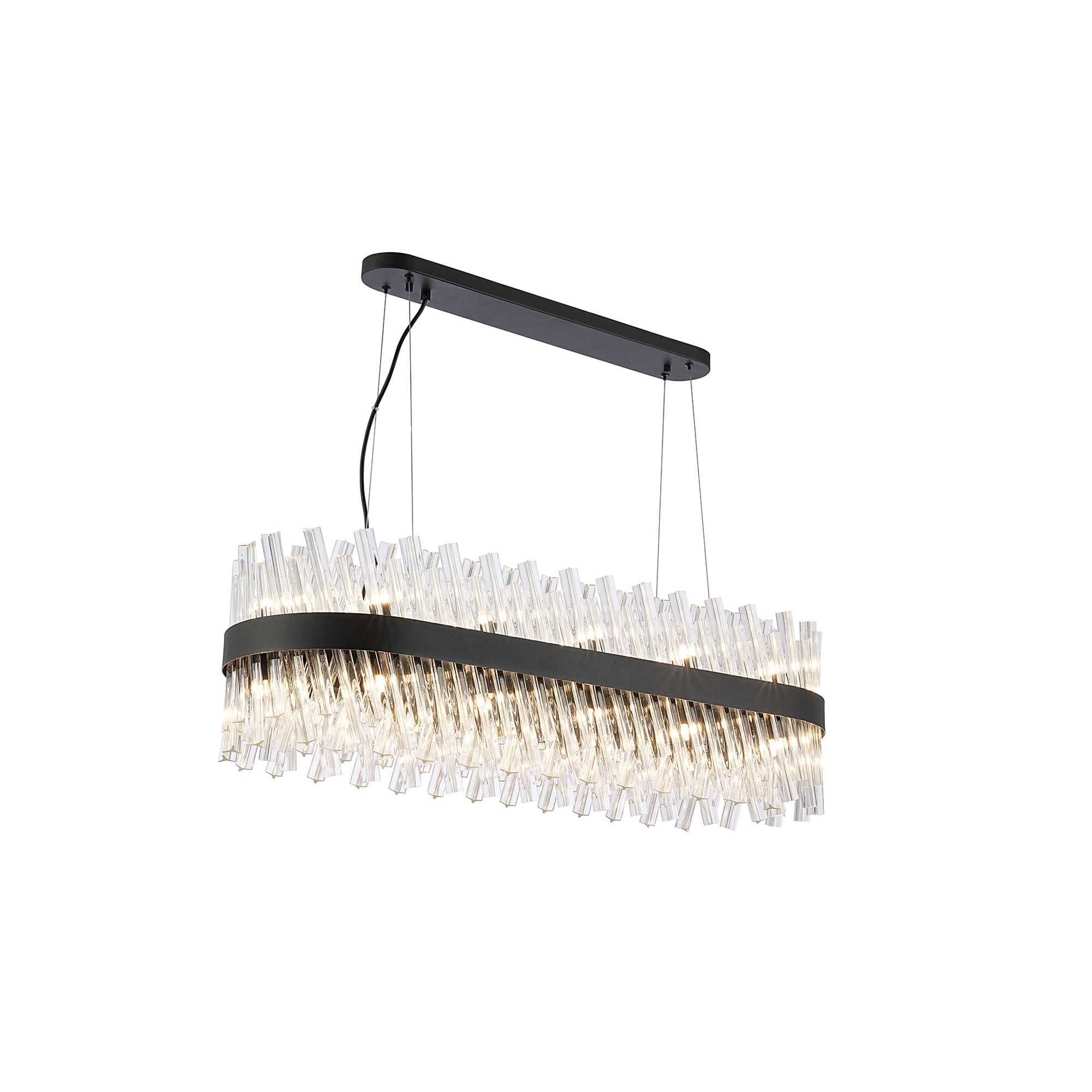 NL9506BL/CL9 Kaffer 24 Light Oblong Pendant Satin Black Clear