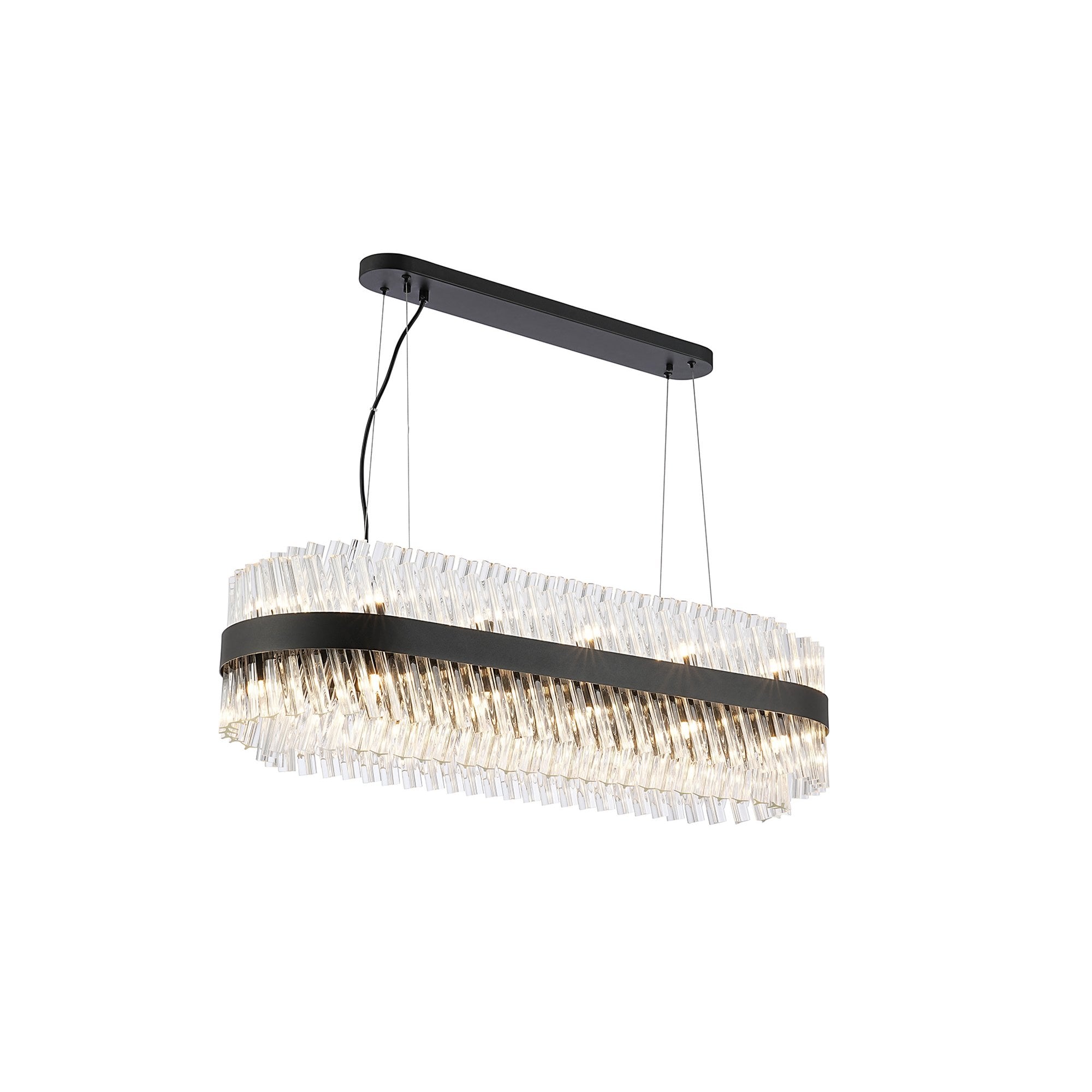 NL9506BL/CL9 Kaffer 24 Light Oblong Pendant Satin Black Clear