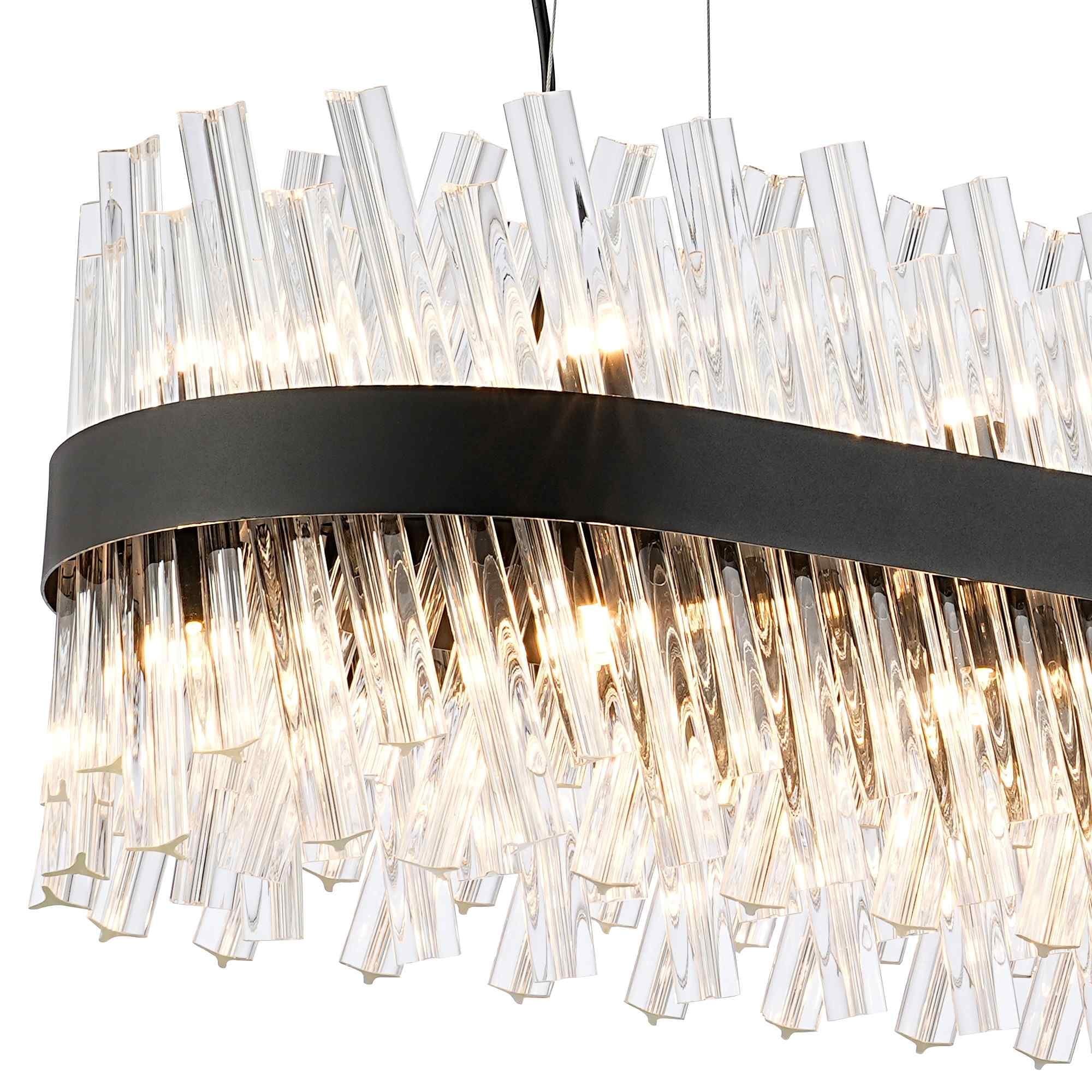 NL9506BL/CL9 Kaffer 24 Light Oblong Pendant Satin Black Clear