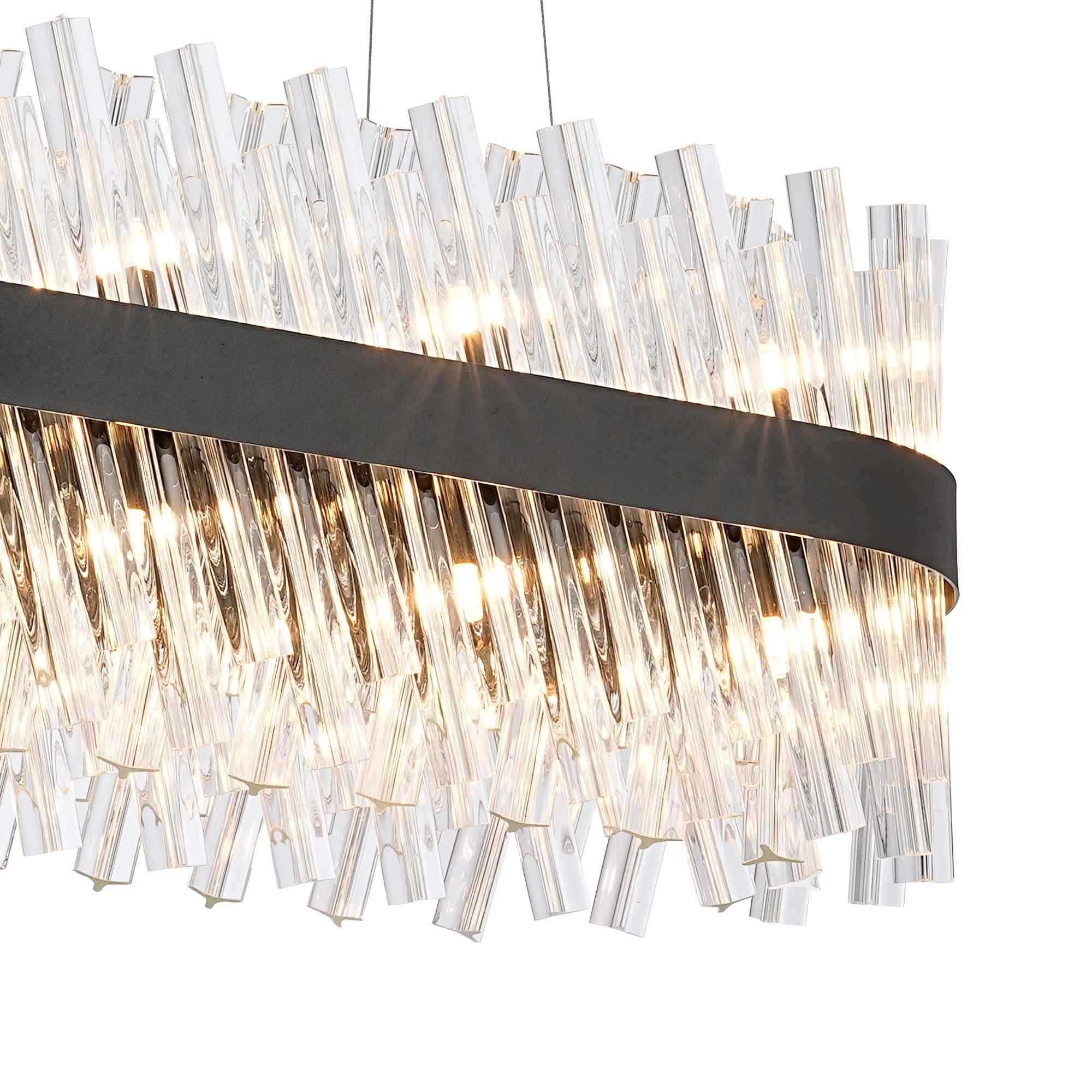NL9506BL/CL9 Kaffer 24 Light Oblong Pendant Satin Black Clear