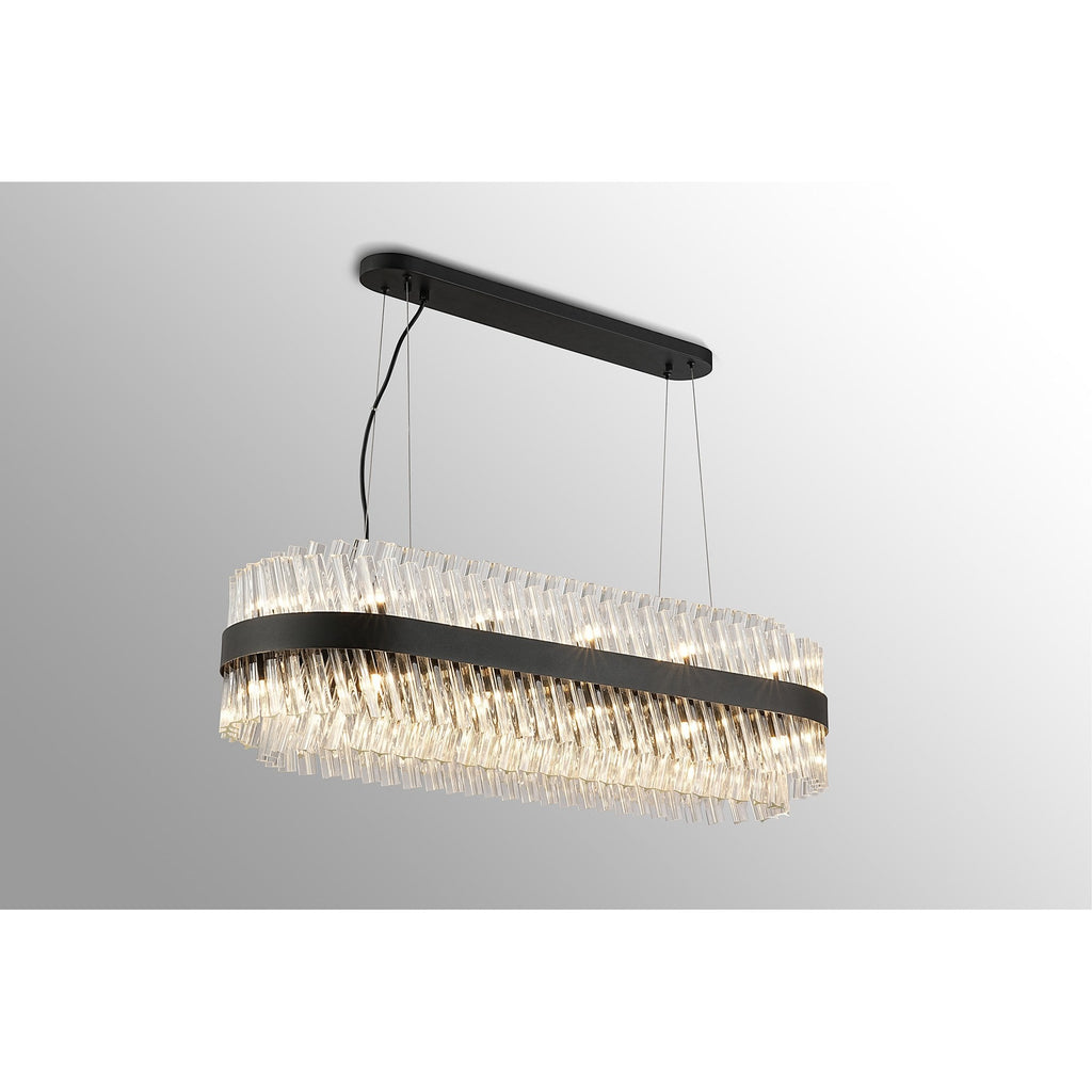 NL9506BL/CL9 Kaffer 24 Light Oblong Pendant Satin Black Clear