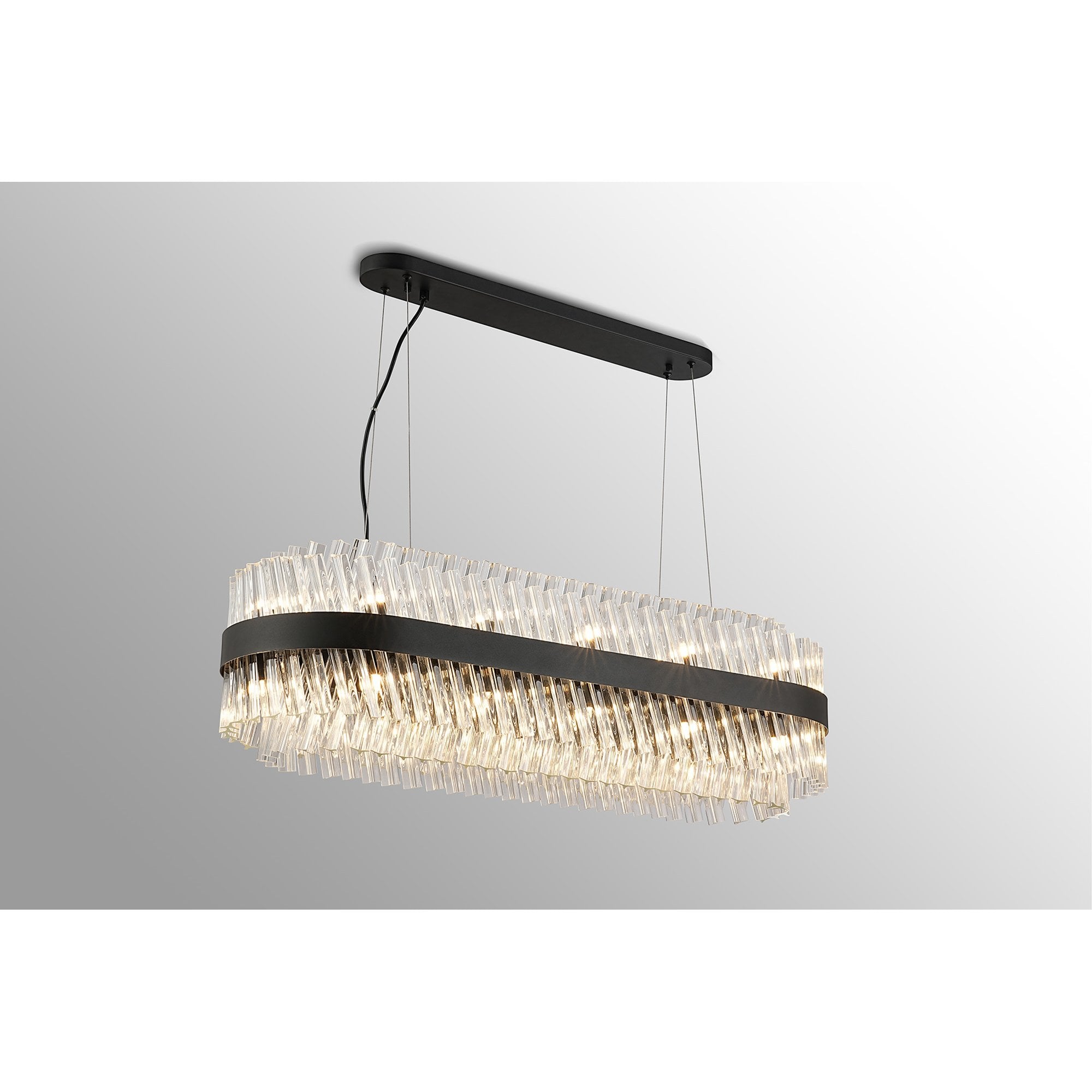 NL9506BL/CL9 Kaffer 24 Light Oblong Pendant Satin Black Clear
