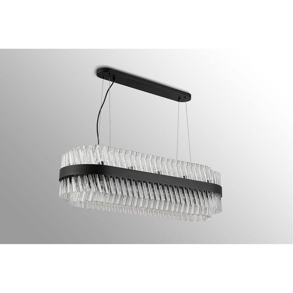 NL9506BL/CL9 Kaffer 24 Light Oblong Pendant Satin Black Clear