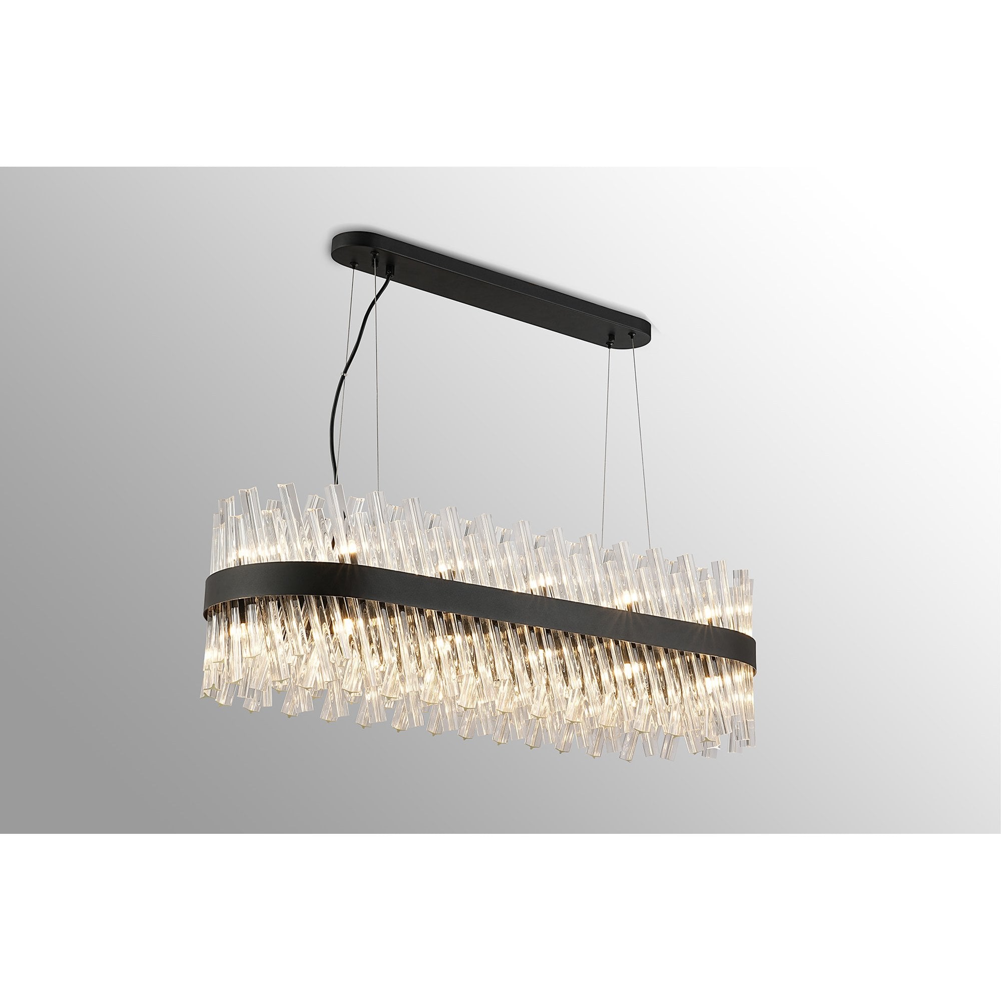 NL9506BL/CL9 Kaffer 24 Light Oblong Pendant Satin Black Clear