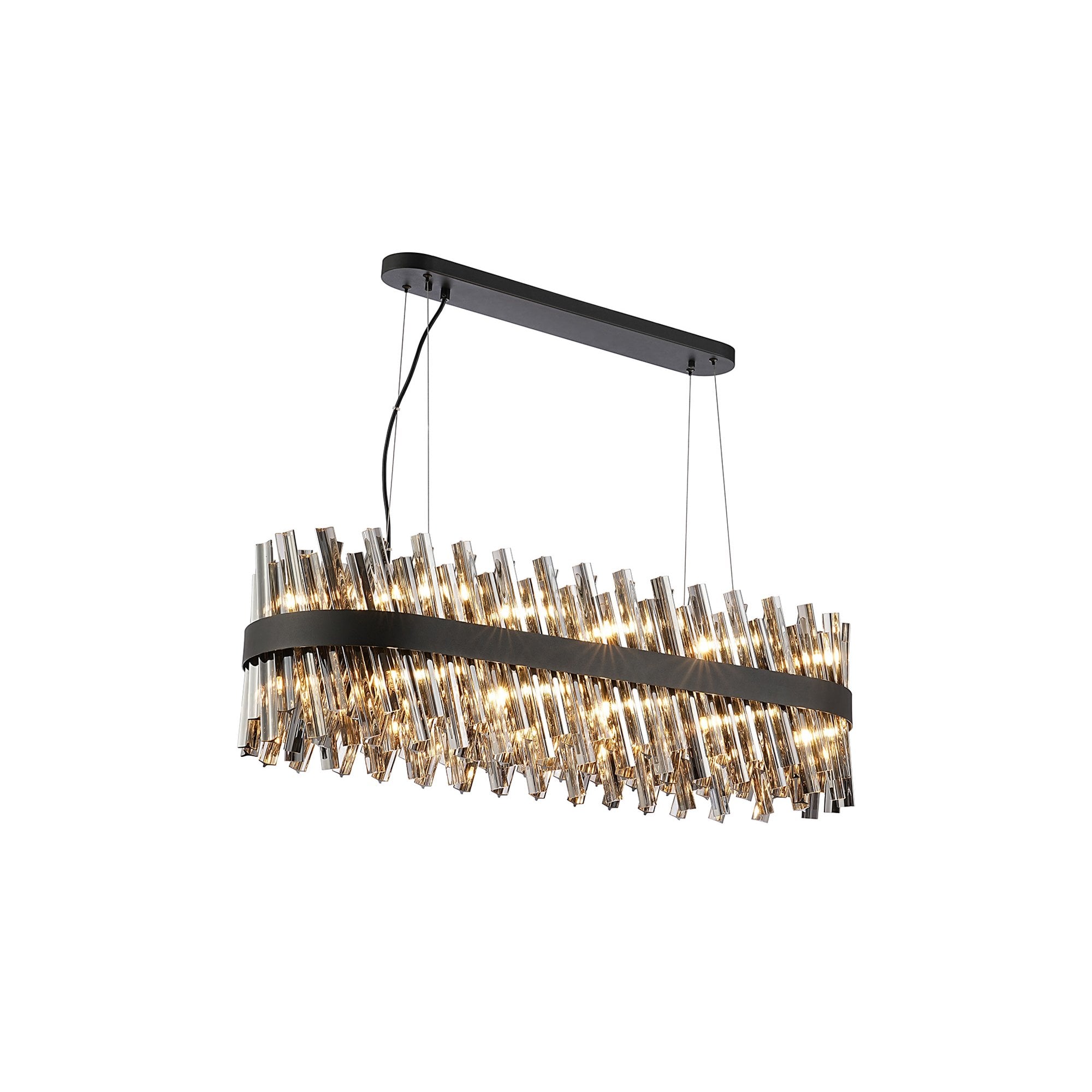 NL9506BL/SM9 Kaffer 24 Light Oblong Pendant Satin Black Smoke