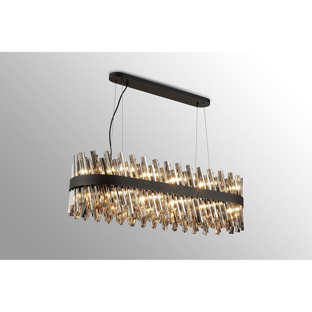 NL9506BL/SM9 Kaffer 24 Light Oblong Pendant Satin Black Smoke