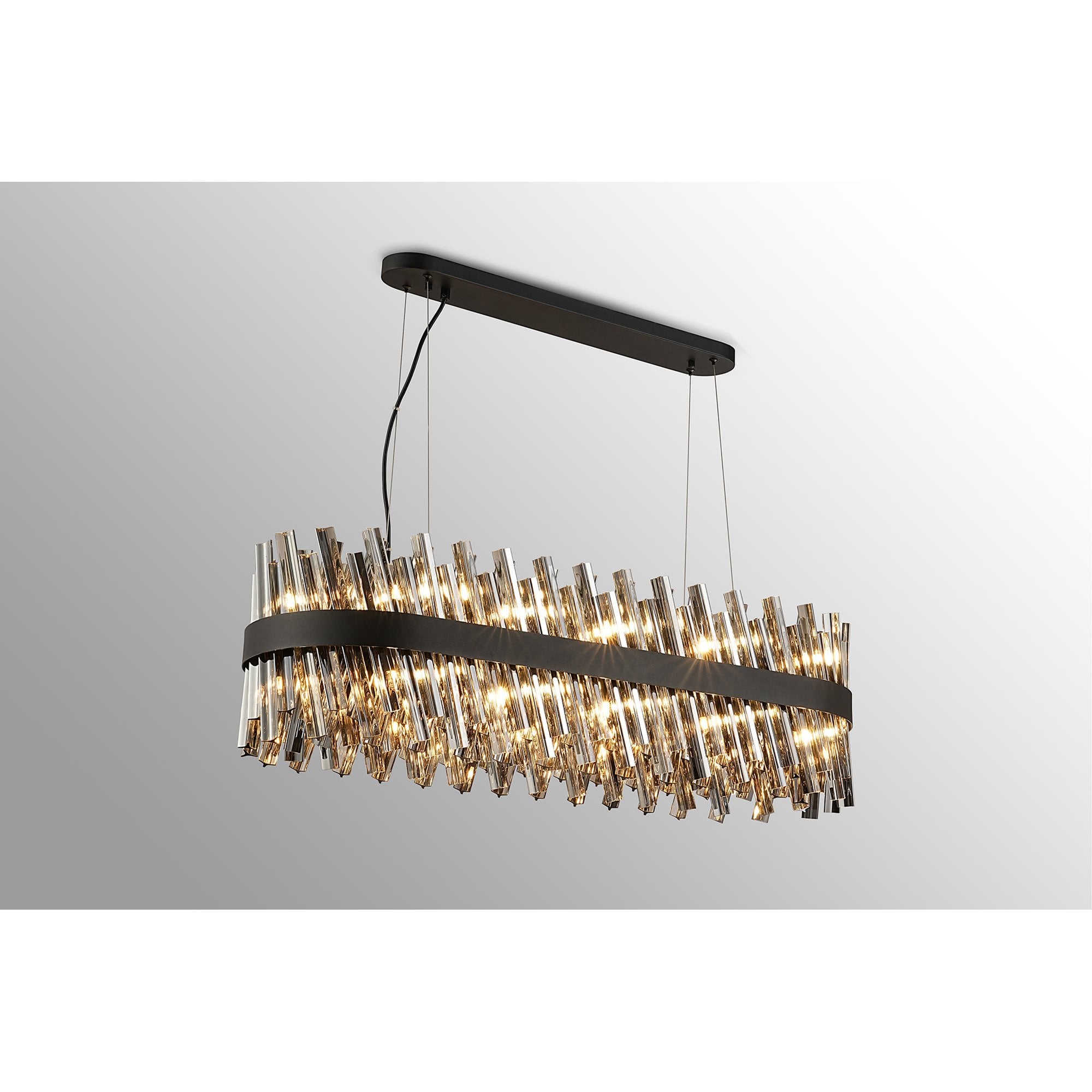 NL9506BL/SM9 Kaffer 24 Light Oblong Pendant Satin Black Smoke