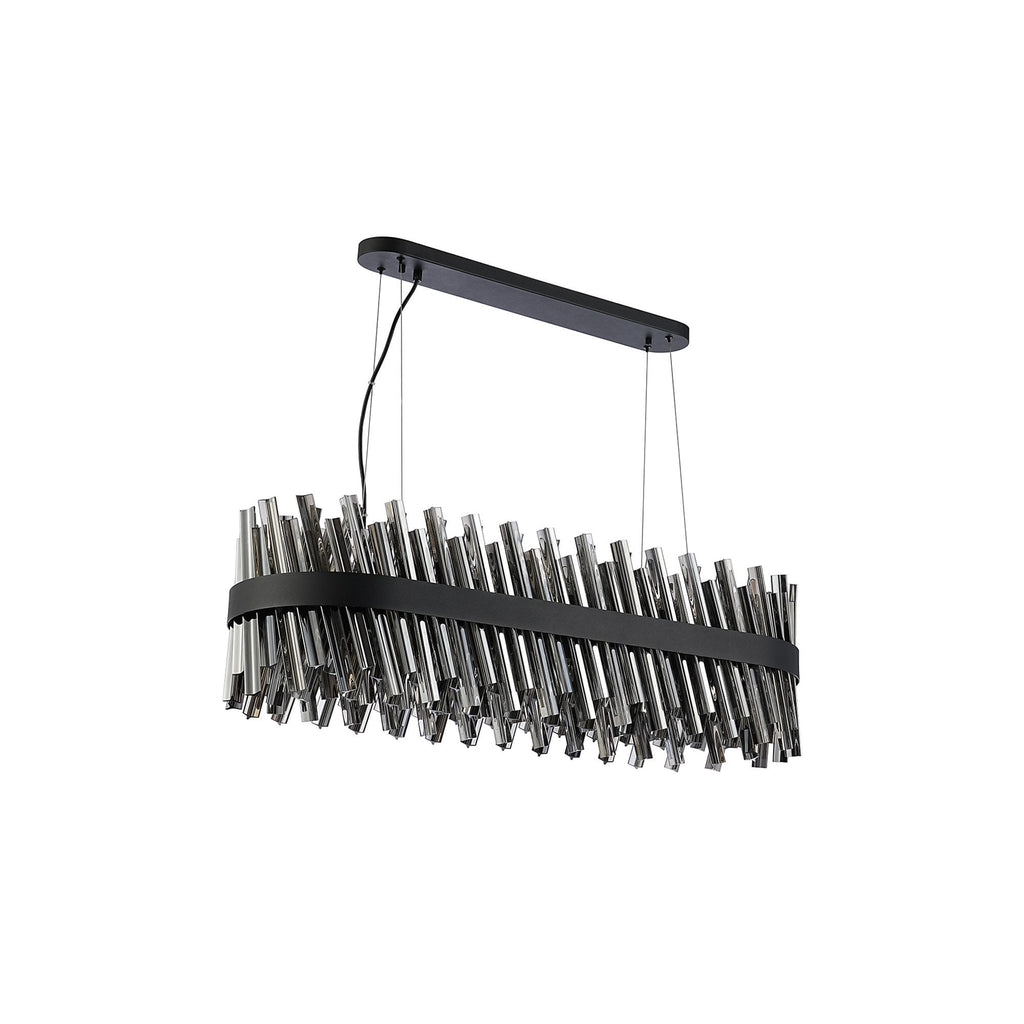 NL9506BL/SM9 Kaffer 24 Light Oblong Pendant Satin Black Smoke