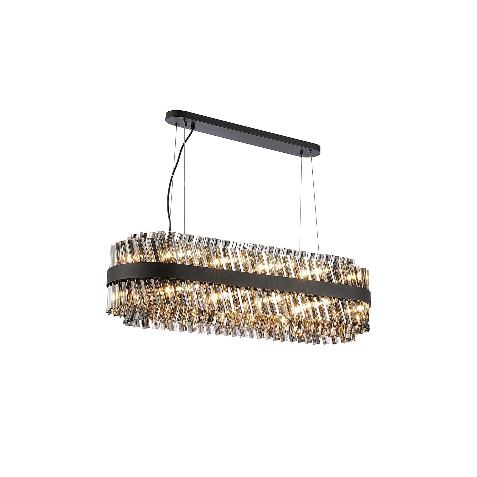 NL9506BL/SM9 Kaffer 24 Light Oblong Pendant Satin Black Smoke
