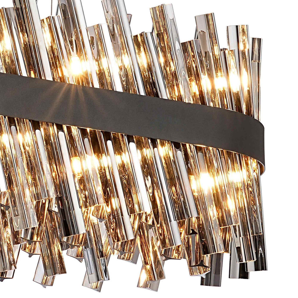 NL9506BL/SM9 Kaffer 24 Light Oblong Pendant Satin Black Smoke