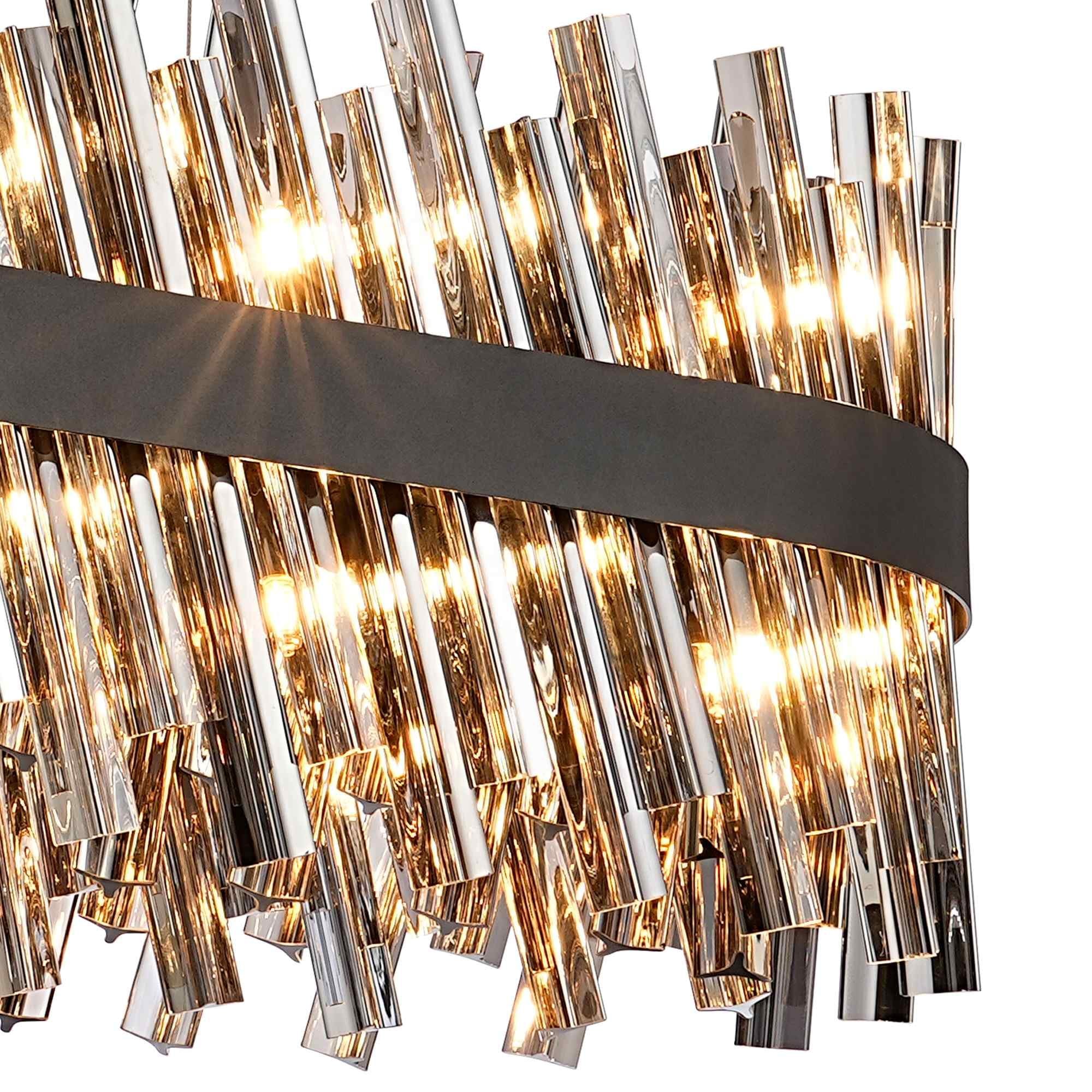 NL9506BL/SM9 Kaffer 24 Light Oblong Pendant Satin Black Smoke