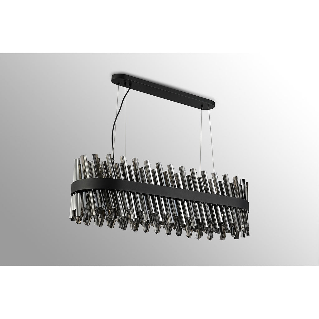 NL9506BL/SM9 Kaffer 24 Light Oblong Pendant Satin Black Smoke