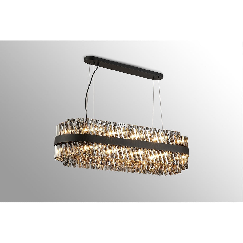 NL9506BL/SM9 Kaffer 24 Light Oblong Pendant Satin Black Smoke
