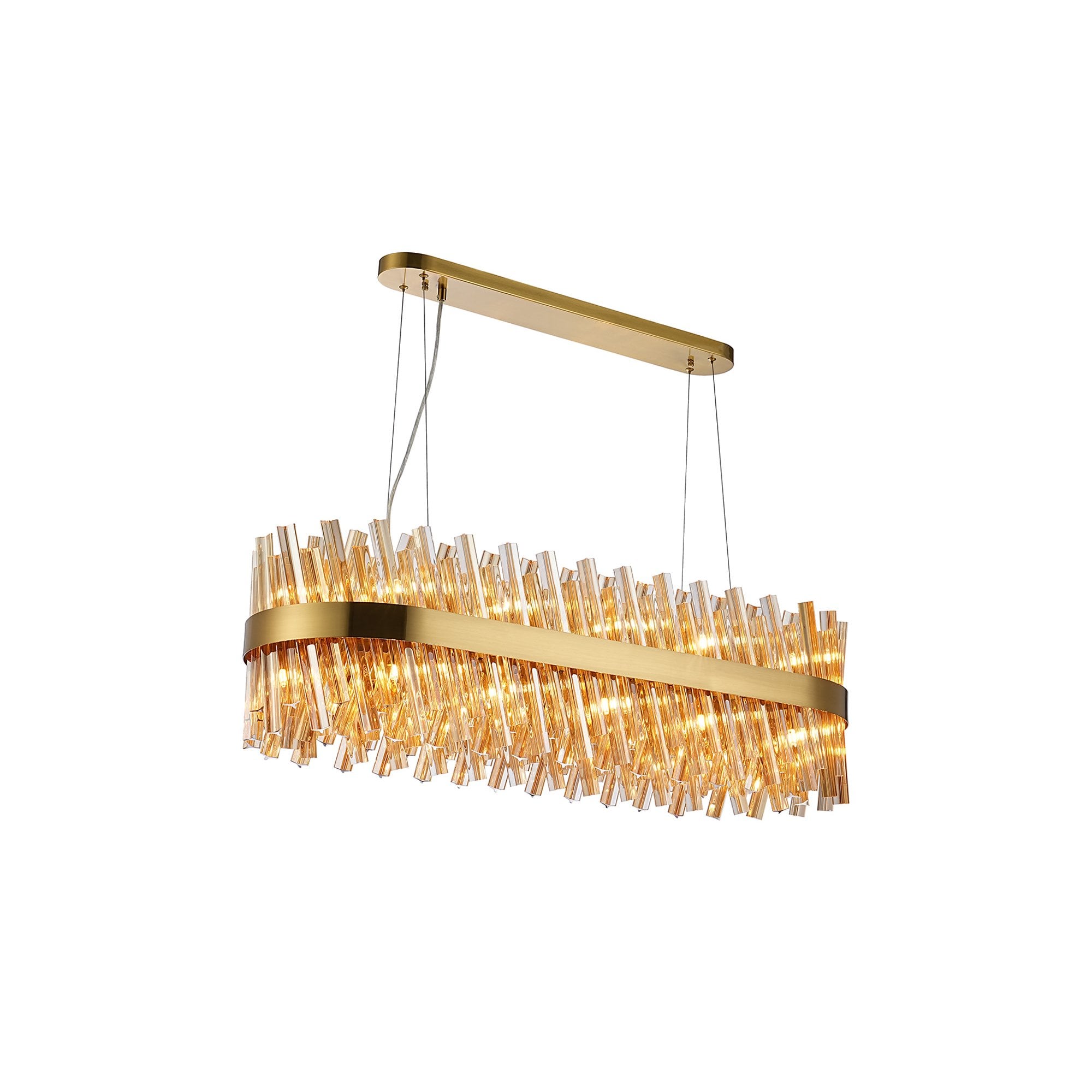 NL9506BR/AM9 Kaffer 24 Light Oblong Pendant Brass Amber