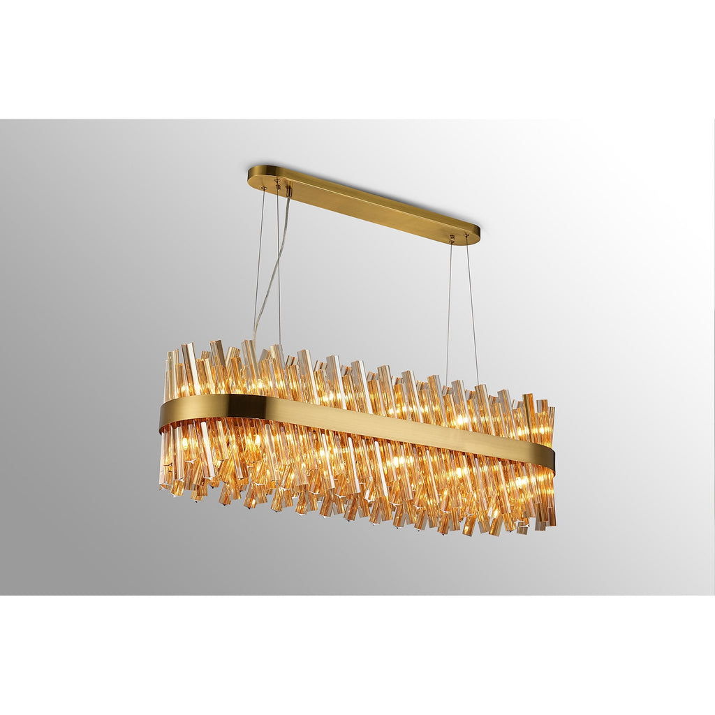 NL9506BR/AM9 Kaffer 24 Light Oblong Pendant Brass Amber